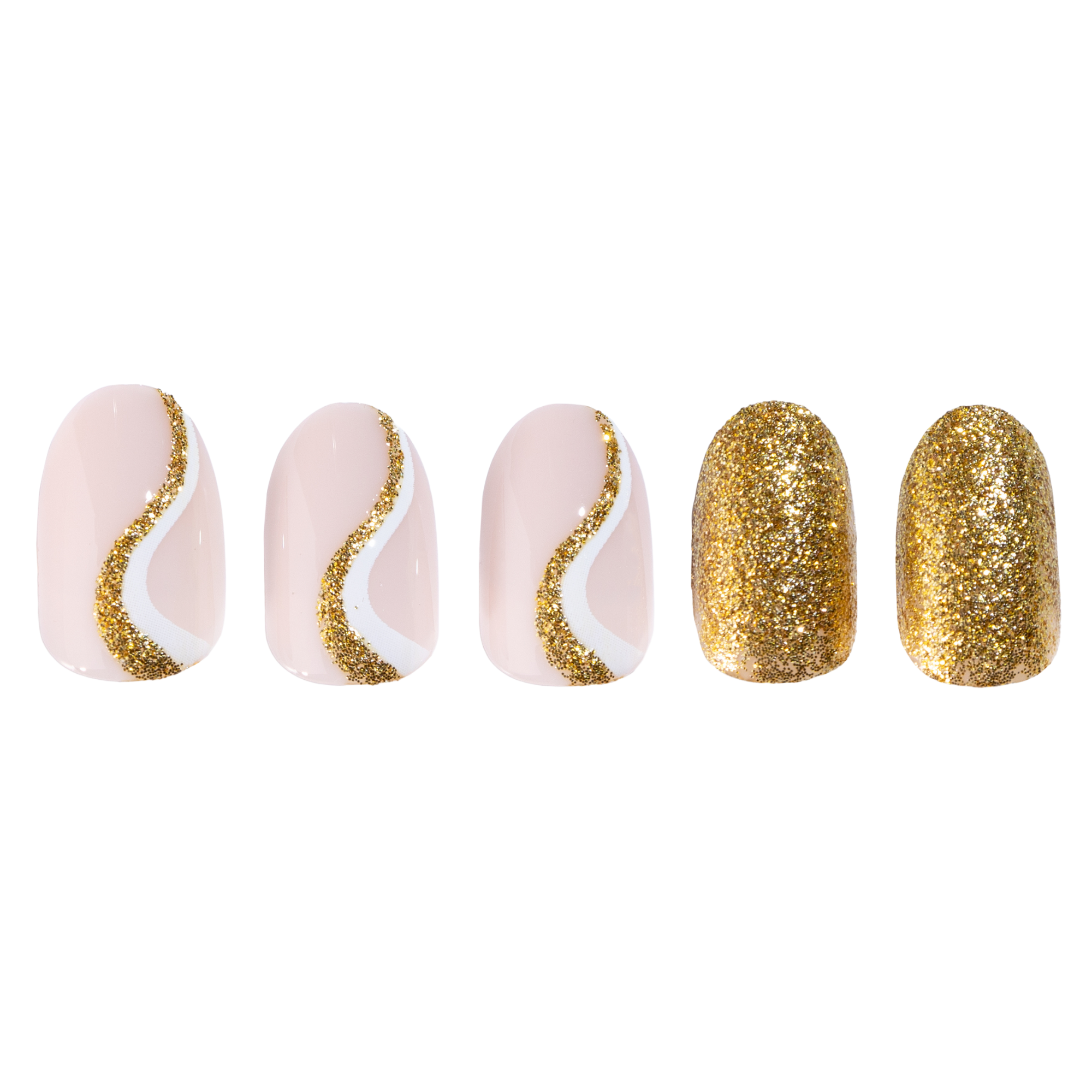 paintlab-glitter-gold-oval-press-on-nails-24pcs-party-nails-with-rich-golden-gli image 3