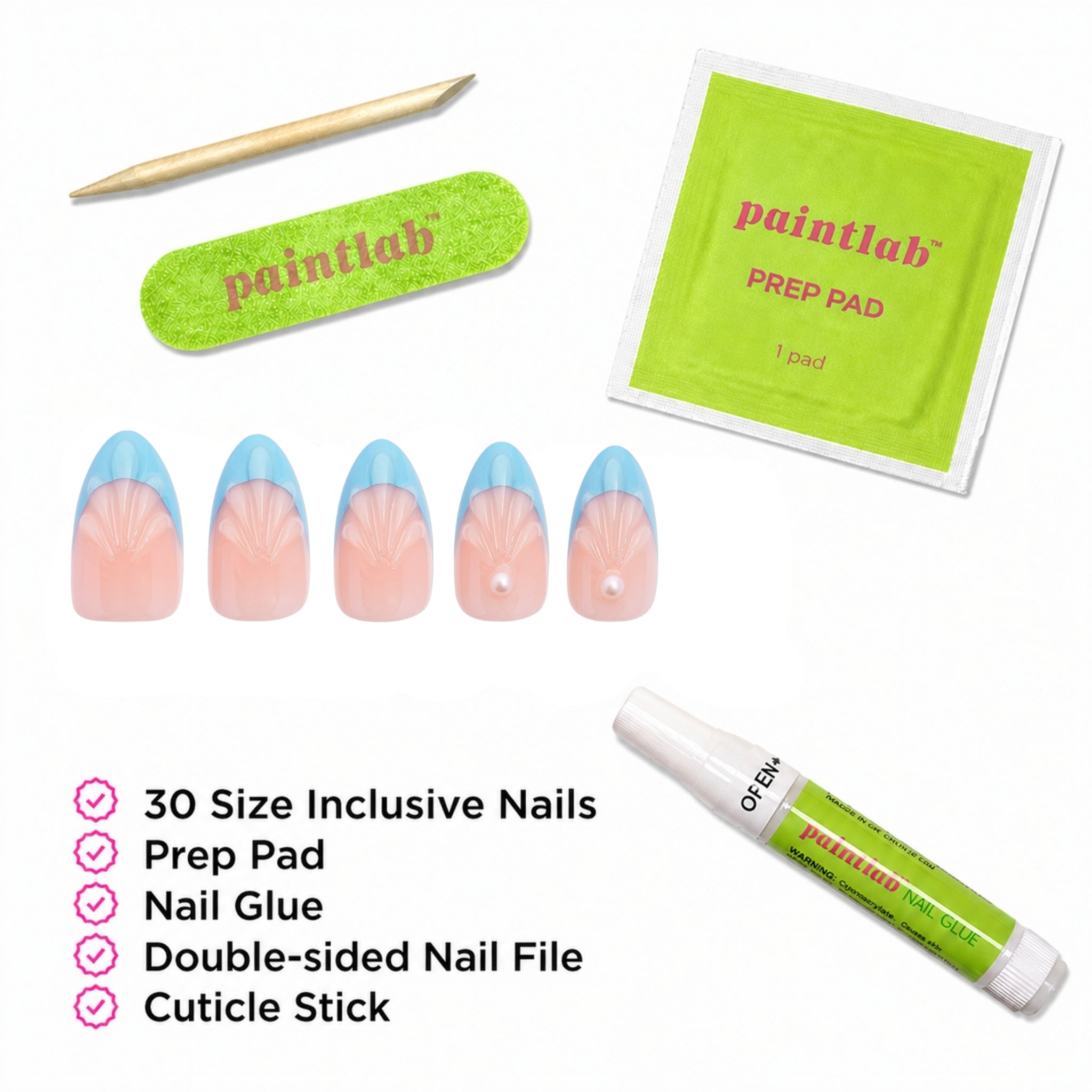 paintlab-glittering-mermaid-short-almond-press-on-nails-iridescent-glitter-pearl image 4