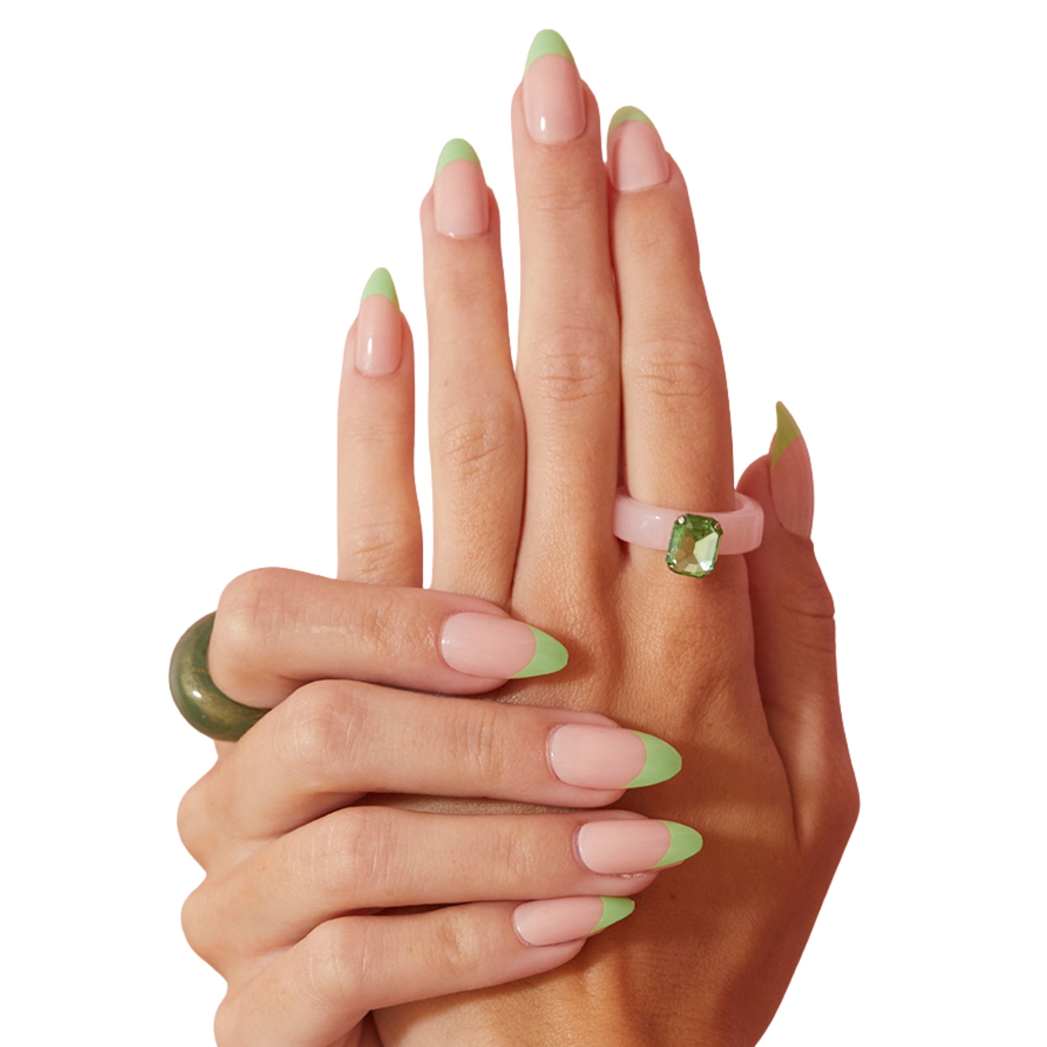 paintlab-green-apple-almond-press-on-nails-with-vibrant-green-french-tips image 2