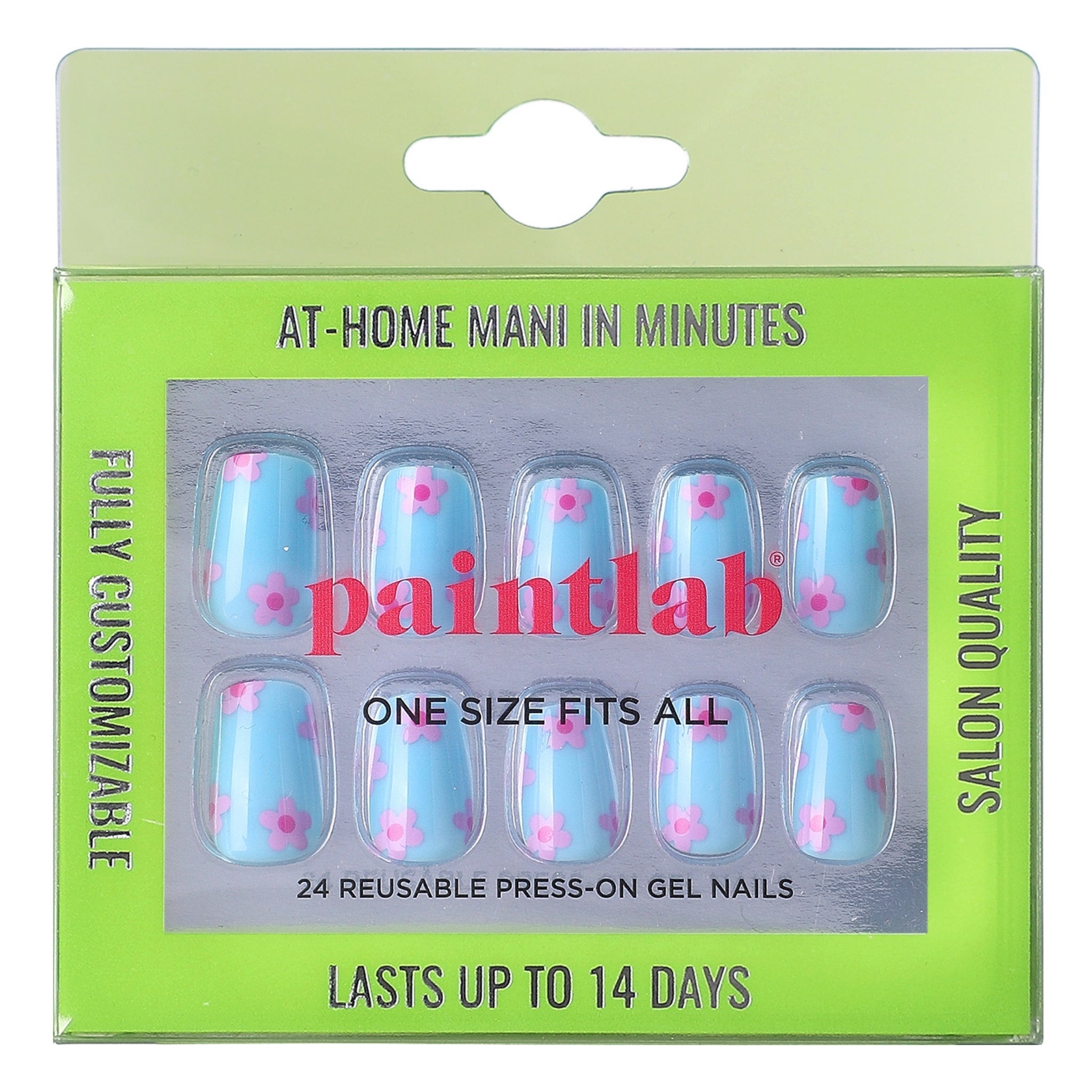 paintlab-groovy-daisy-squoval-press-on-nails-retro-floral-design image 1