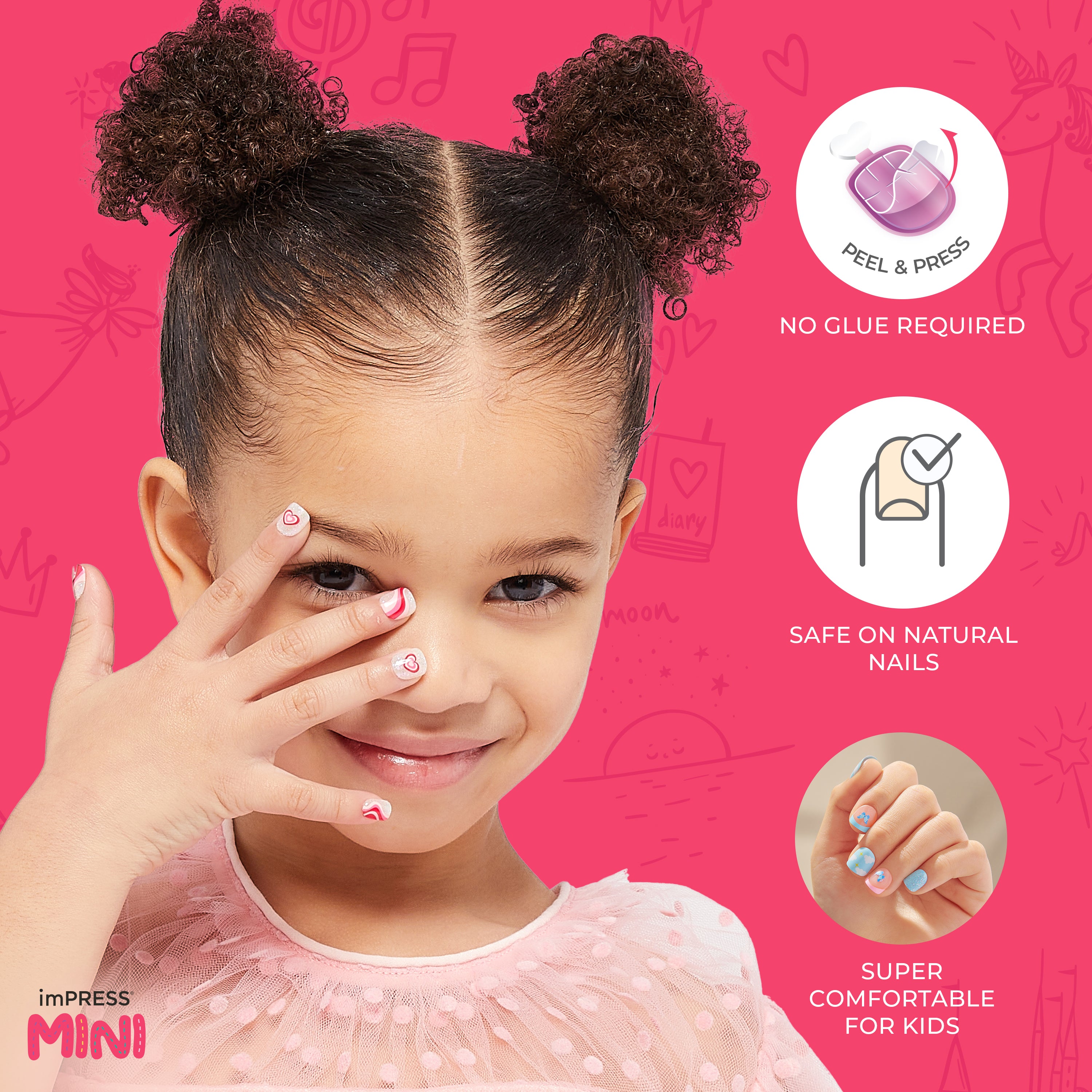 impress-kids-no-glue-press-on-nails-playground-fun-red-design-squoval-20-nails image 7