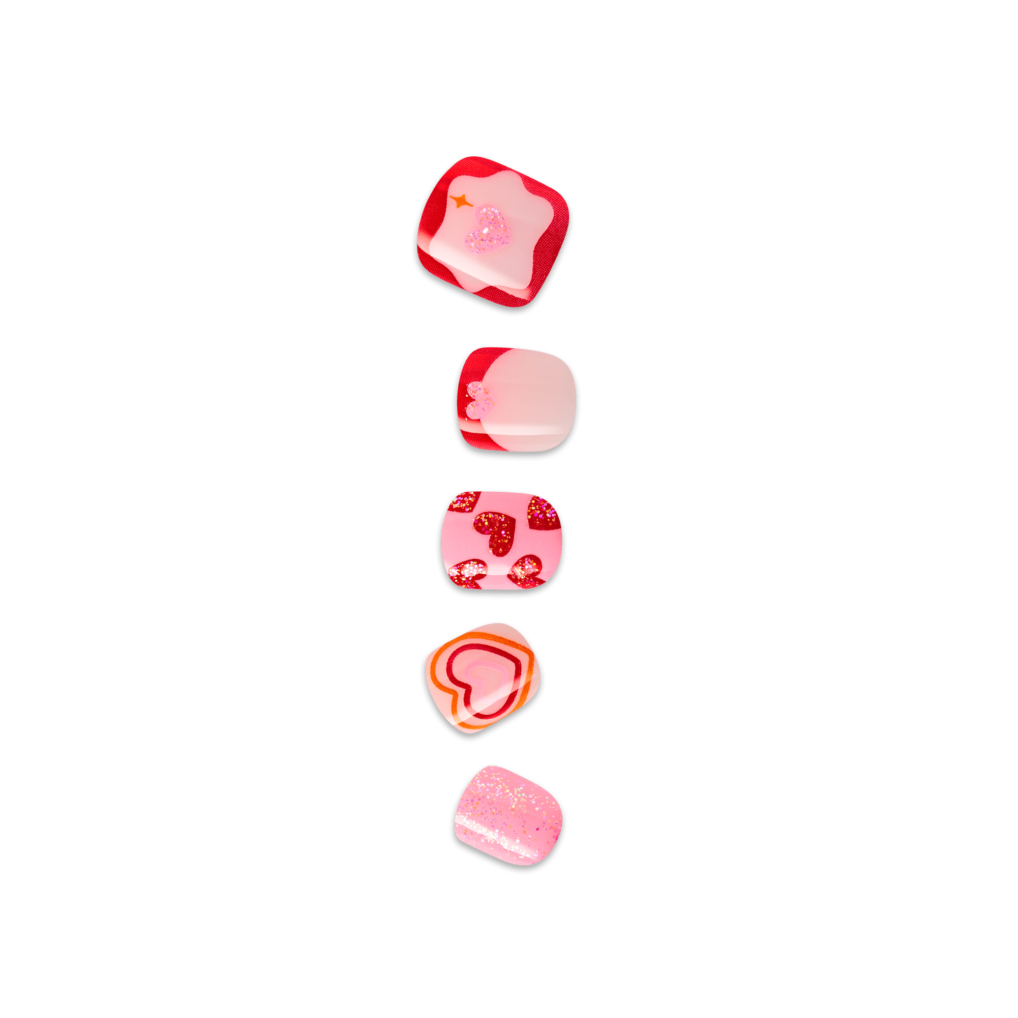 impress-kids-no-glue-fake-press-on-nails-magical-friend-pink-red-design-short-sq image 1