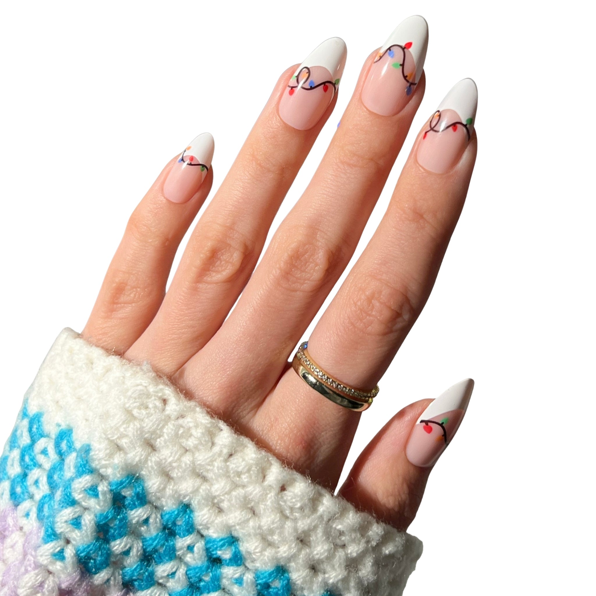paintlab-jingle-lights-almond-press-on-nails-festive-christmas-design image 2