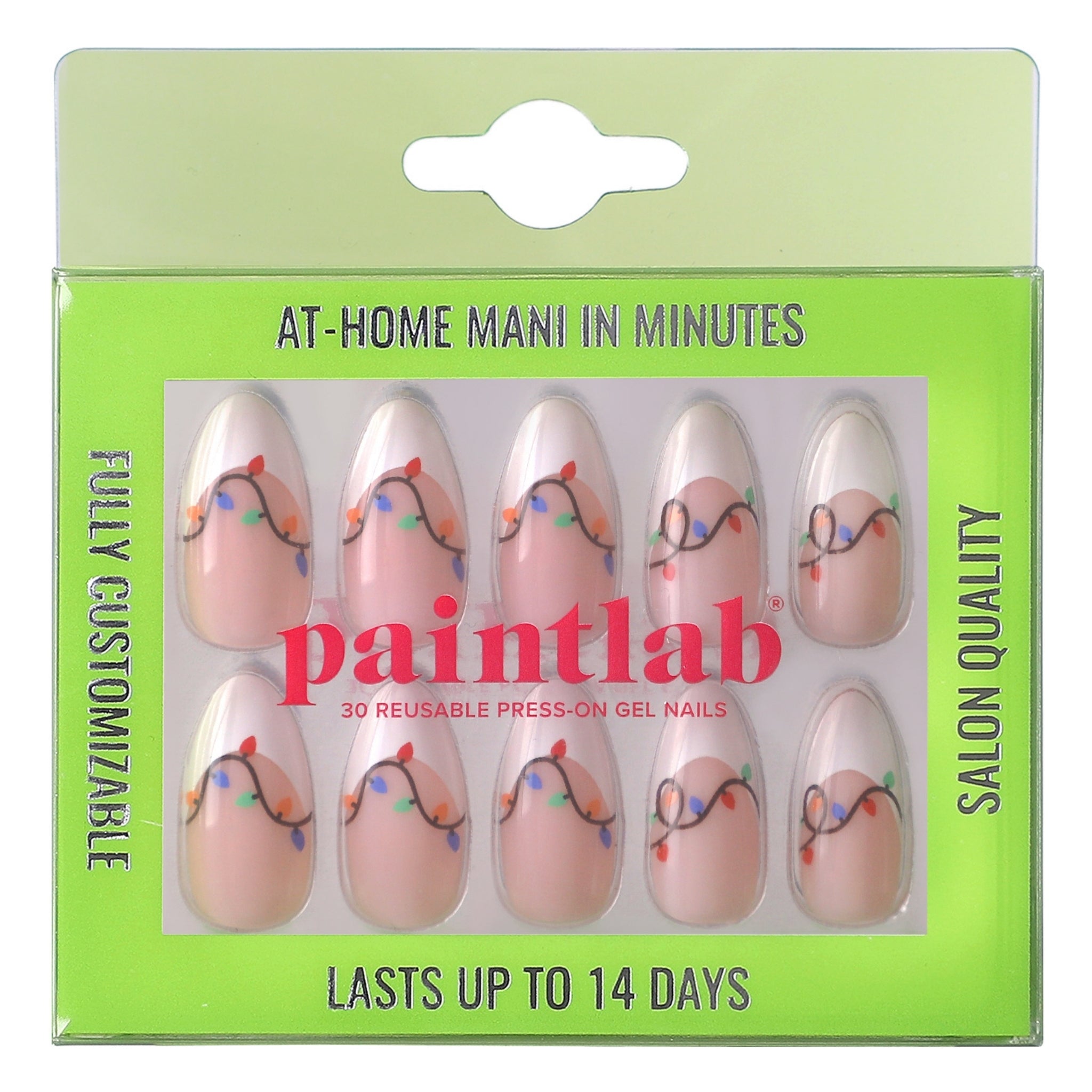 paintlab-jingle-lights-almond-press-on-nails-festive-christmas-design image 1