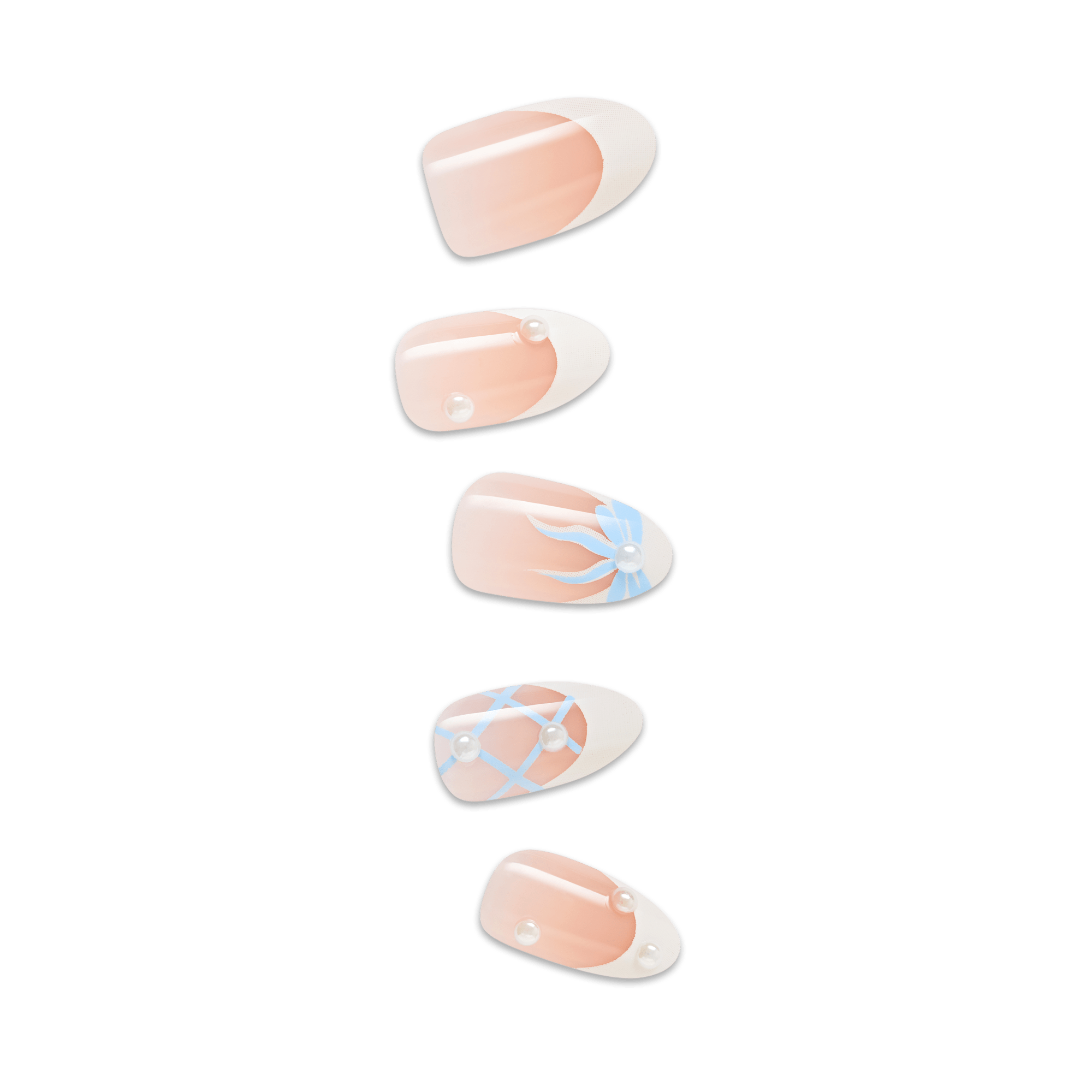 impress-design-no-glue-fake-press-on-nails-aura-french-design-with-bows-pearls-w image 1