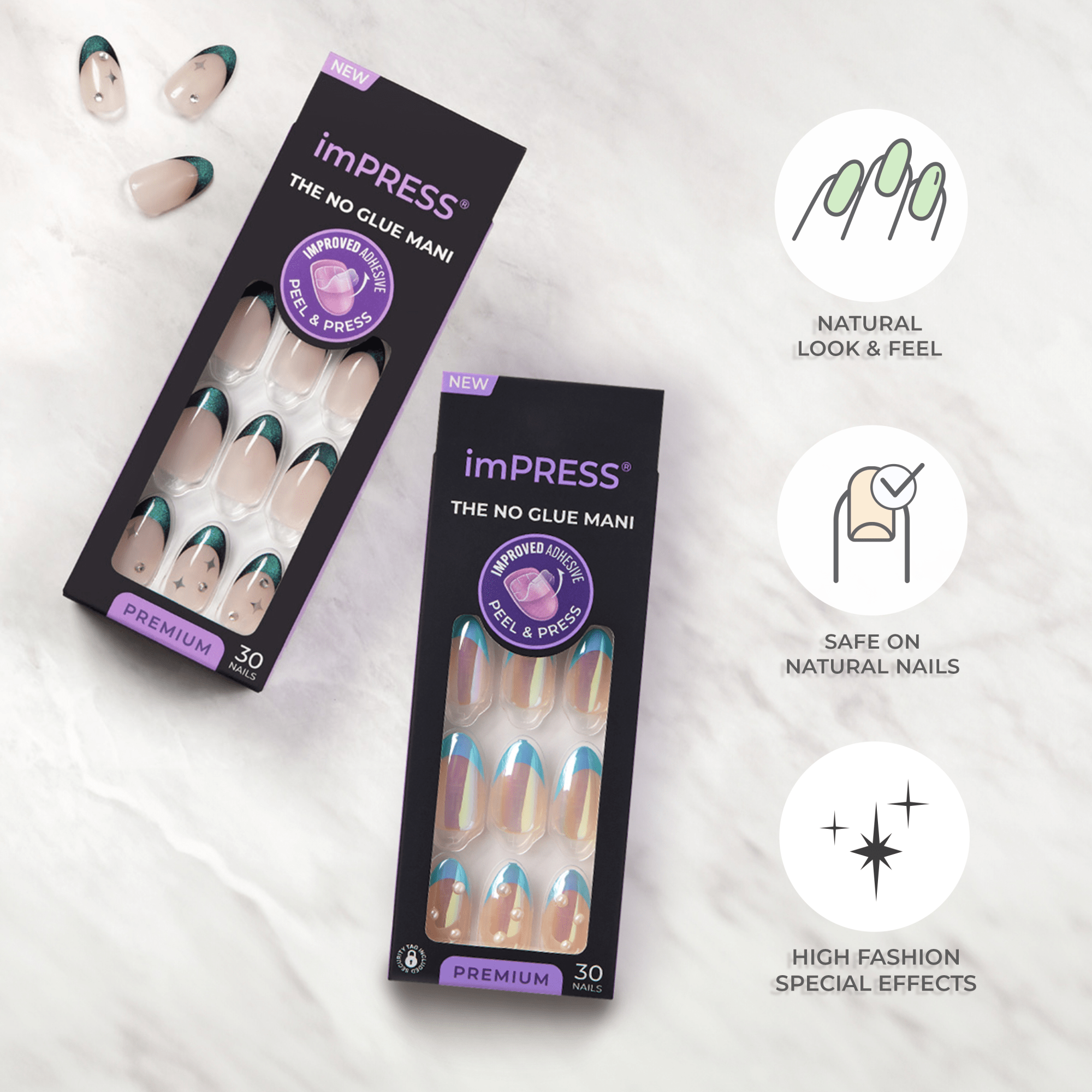 impress-premium-no-glue-press-on-nails-portal-3d-jewel-design-purple-medium-coff image 8