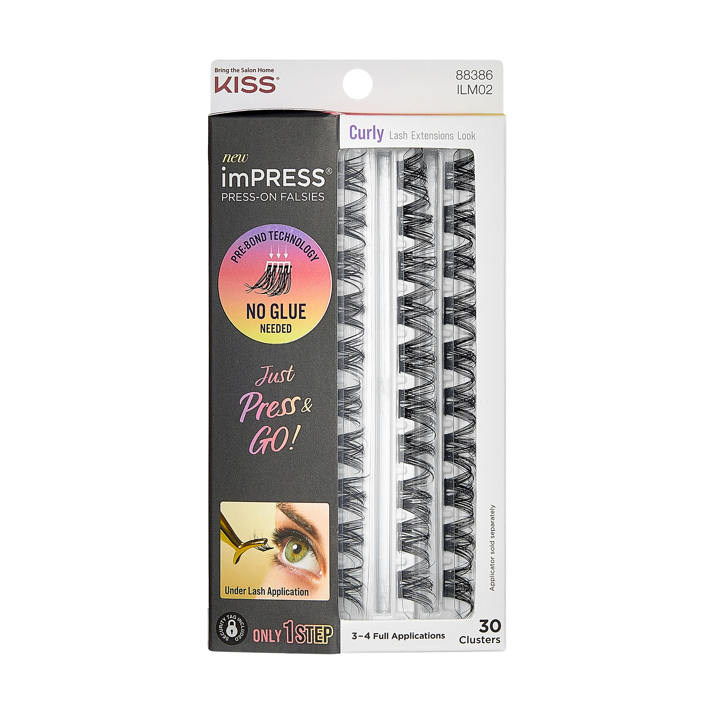 impress-falsies-pre-glued-false-eyelashes-refills-curly-30-lash-clusters-10mm-14 image 1