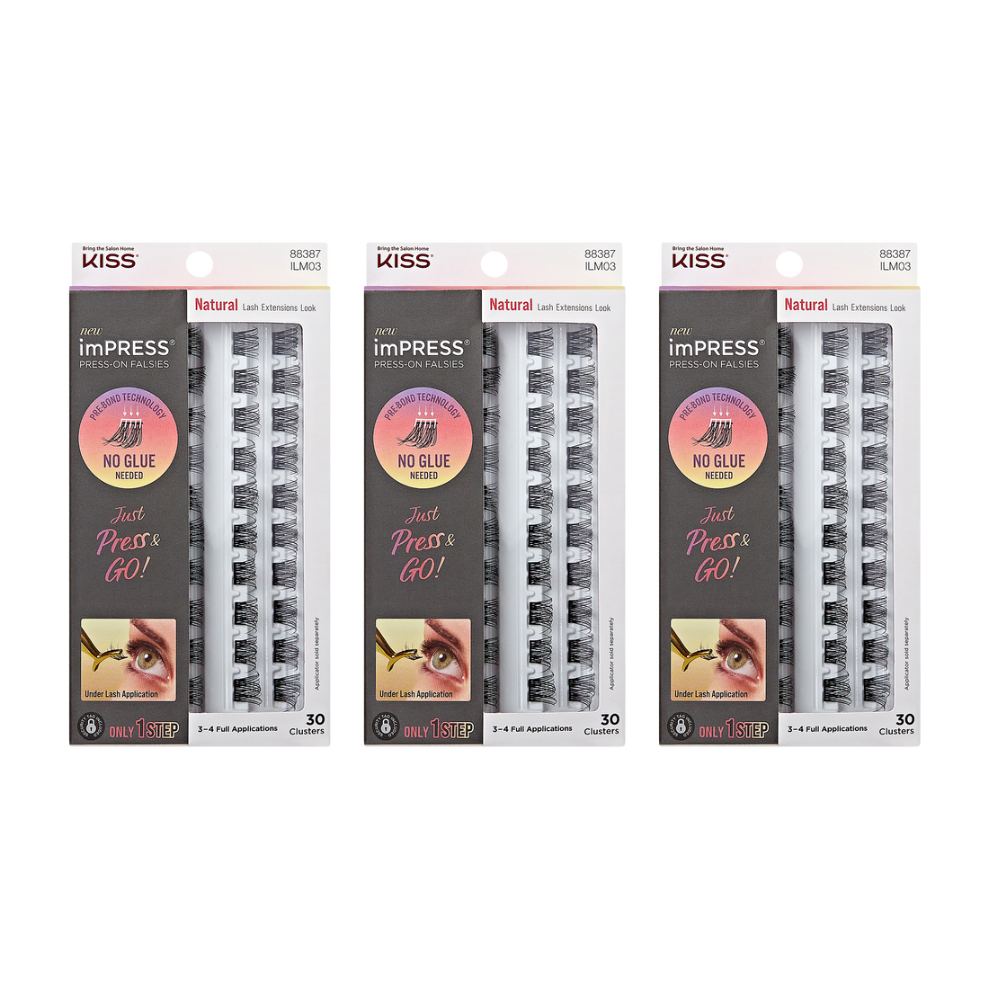 impress-press-on-falsies-3-pack-natural-clusters-bundle image 1