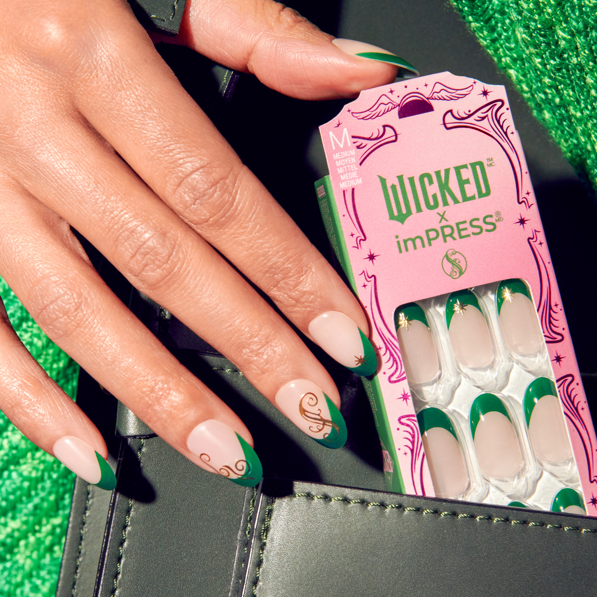impress-wicked-x-impress-always-been-green-press-on-nails-green-french-tip-mediu image 2