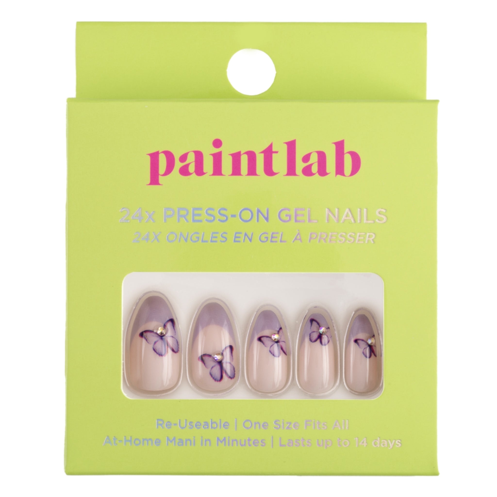 paintlab-lavender-butterfly-almond-press-on-nails-3d-accent-french-tip-false-nai image 1