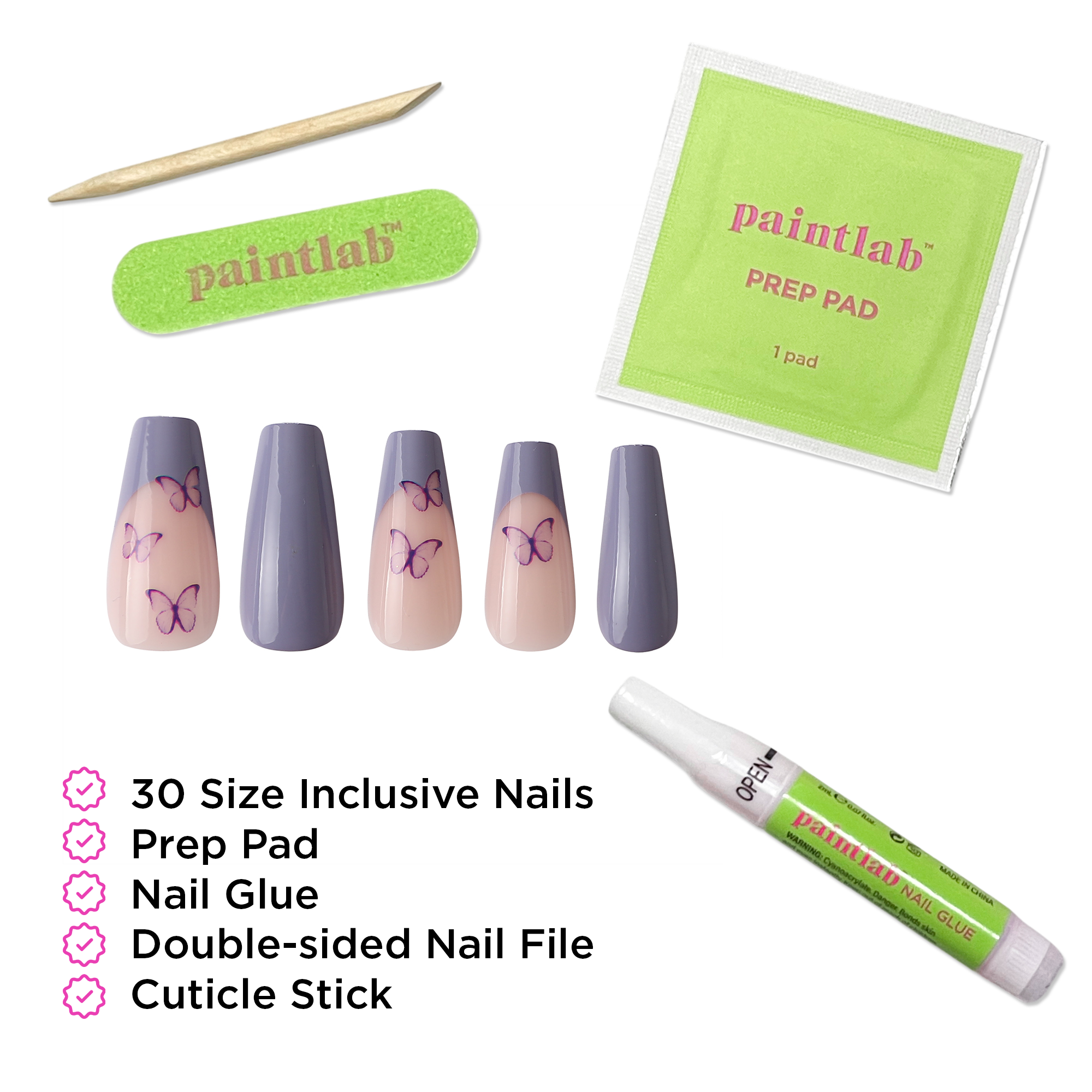 paintlab-lavender-butterfly-coffin-sleek-press-on-nails image 4