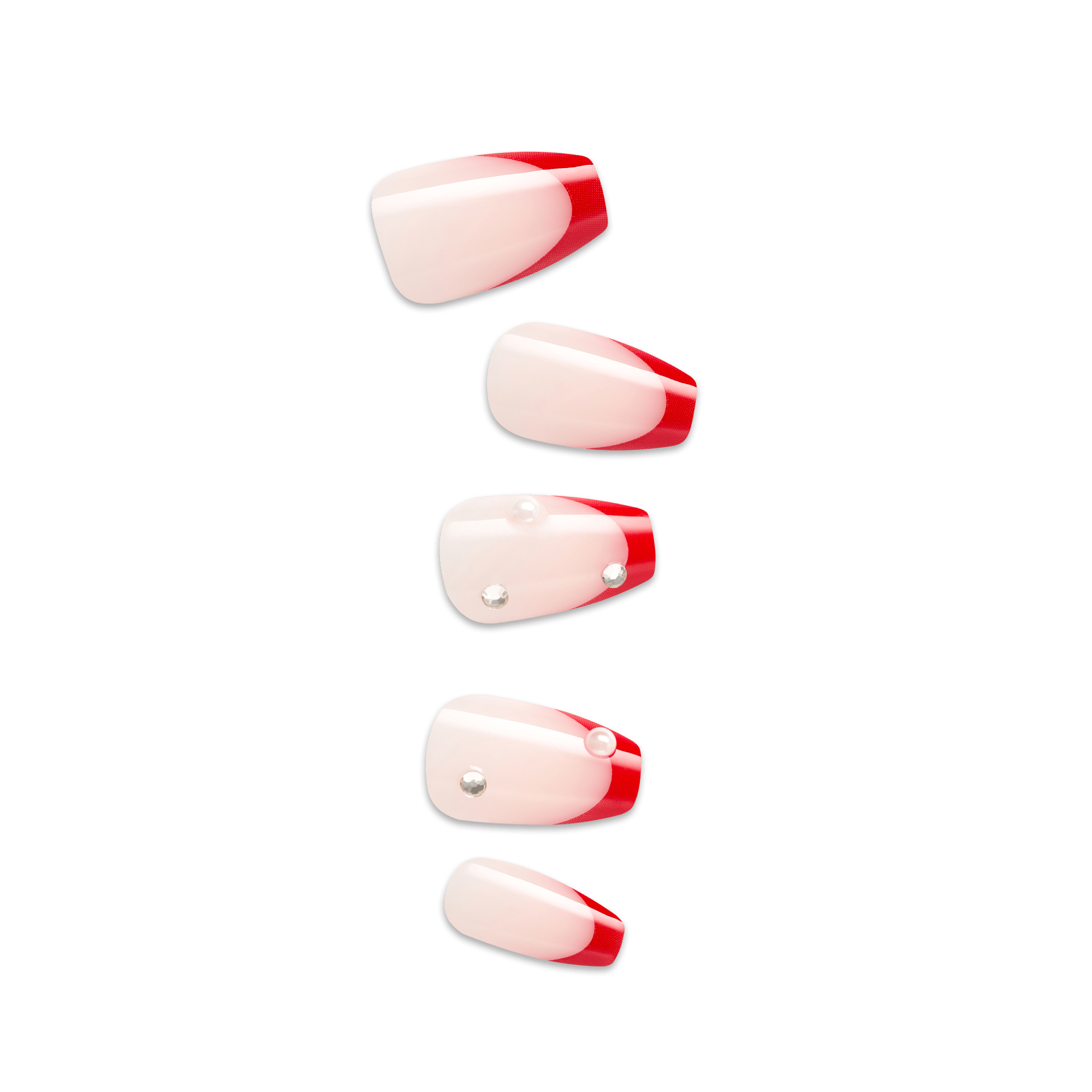 impress-happy-world-no-glue-press-on-nails-3d-jewel-french-red-medium-coffin image 1
