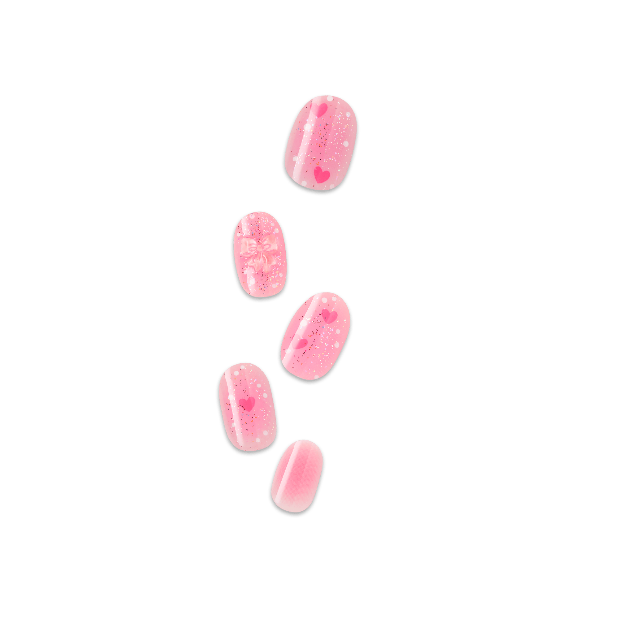 impress-design-cupid-love-no-glue-press-on-nails-3d-jewel-design-pink-short-oval image 1