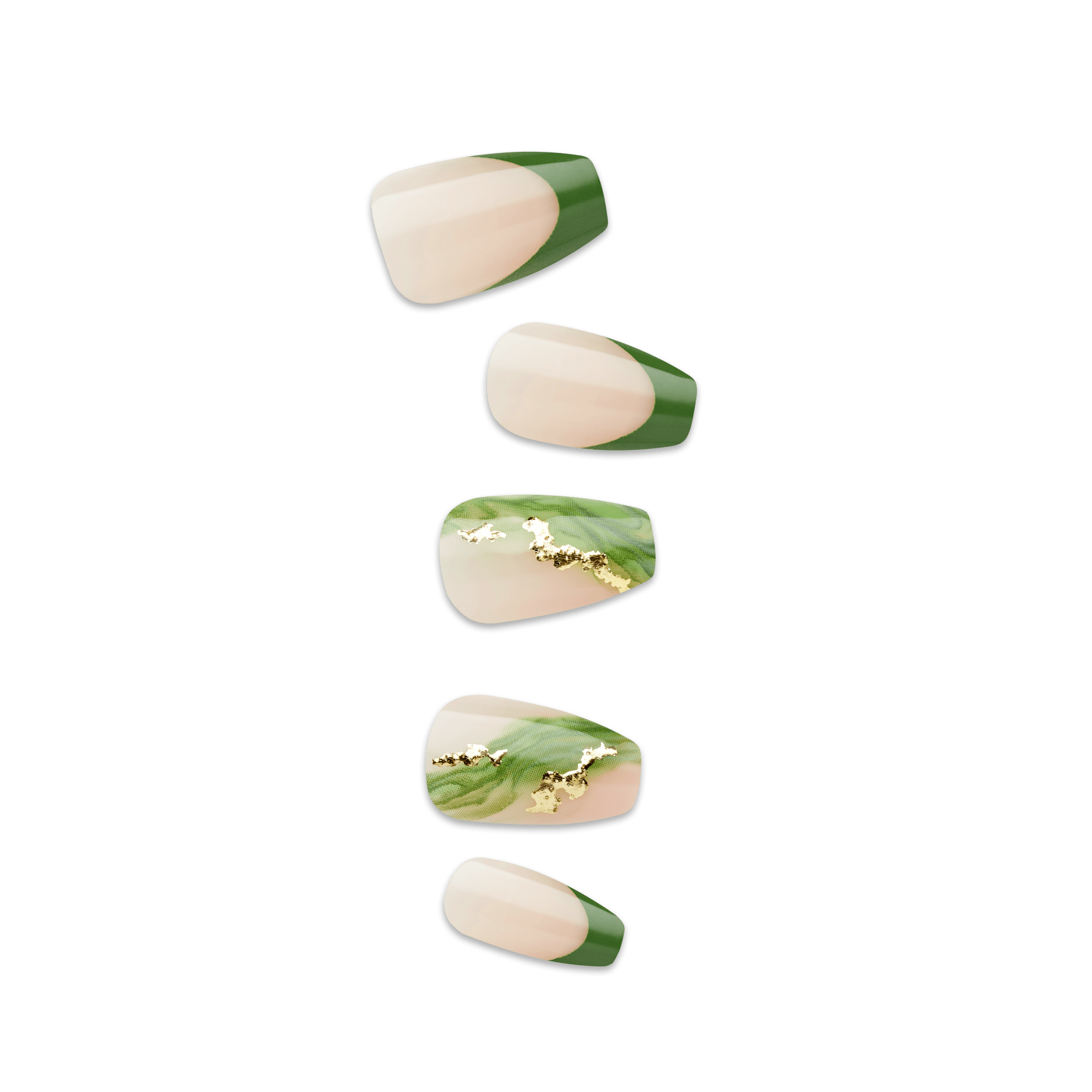 impress-design-no-glue-fake-press-on-nails-ballerina-french-design-green-medium- image 1