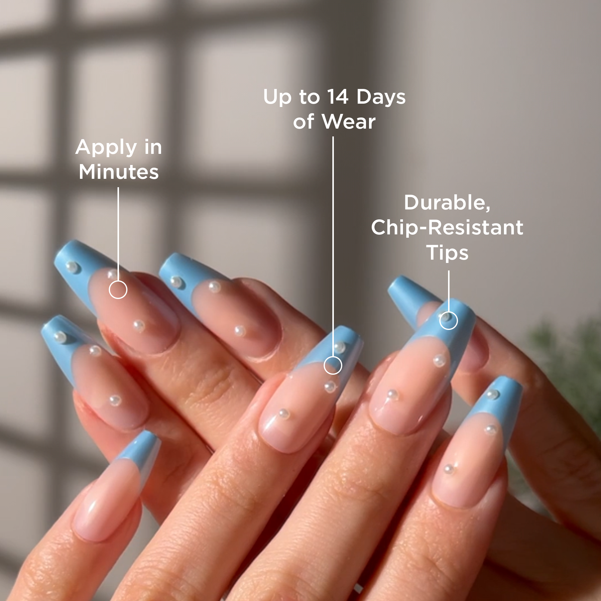 paintlab-moonlit-periwinkle-sleek-coffin-press-on-nails-bridal-3d-accent-french- image 2
