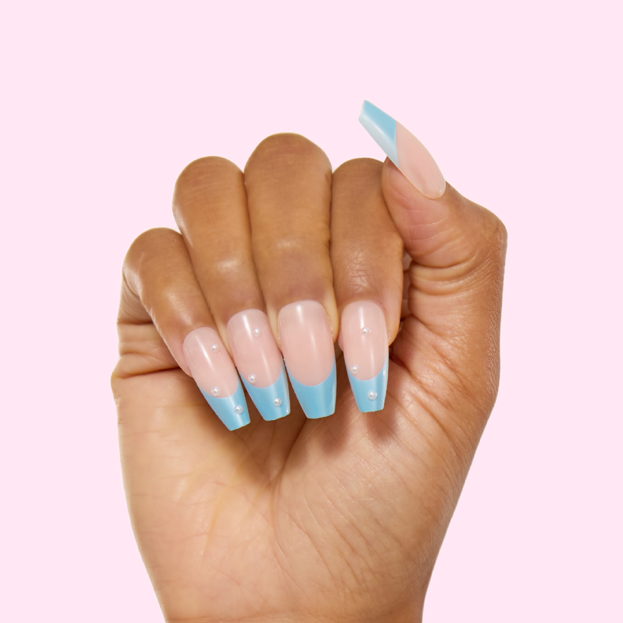 paintlab-moonlit-periwinkle-sleek-coffin-press-on-nails-bridal-3d-accent-french- image 5