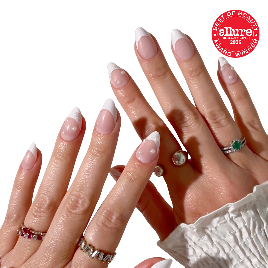 paintlab-mother-of-pearl-almond-press-on-nails-iridescent-bridal-french-tips-10 image 2