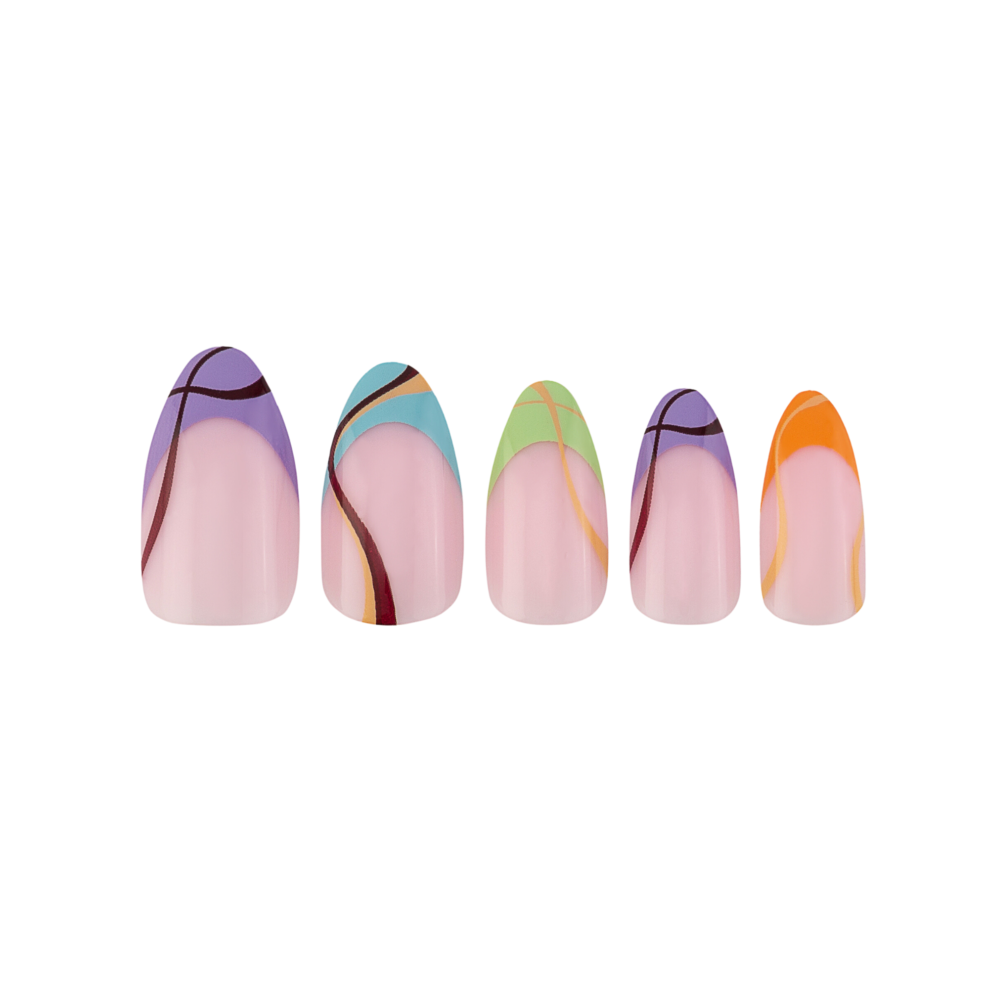 paintlab-multi-tie-medium-almond-press-on-nails-colorful-tie-dye-false-nails image 2