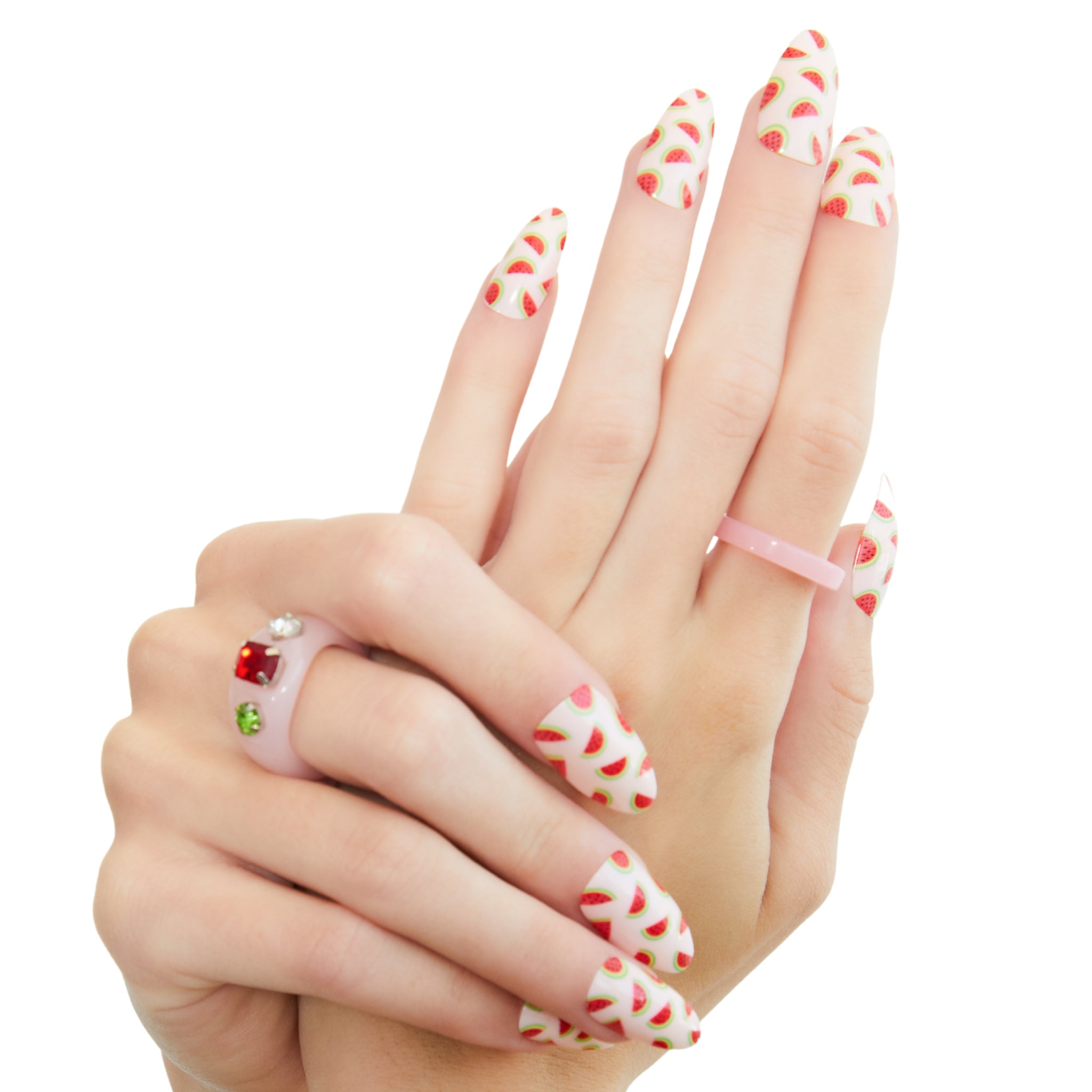 paintlab-one-in-a-melon-almond-press-on-nails-watermelon-summer-design image 2