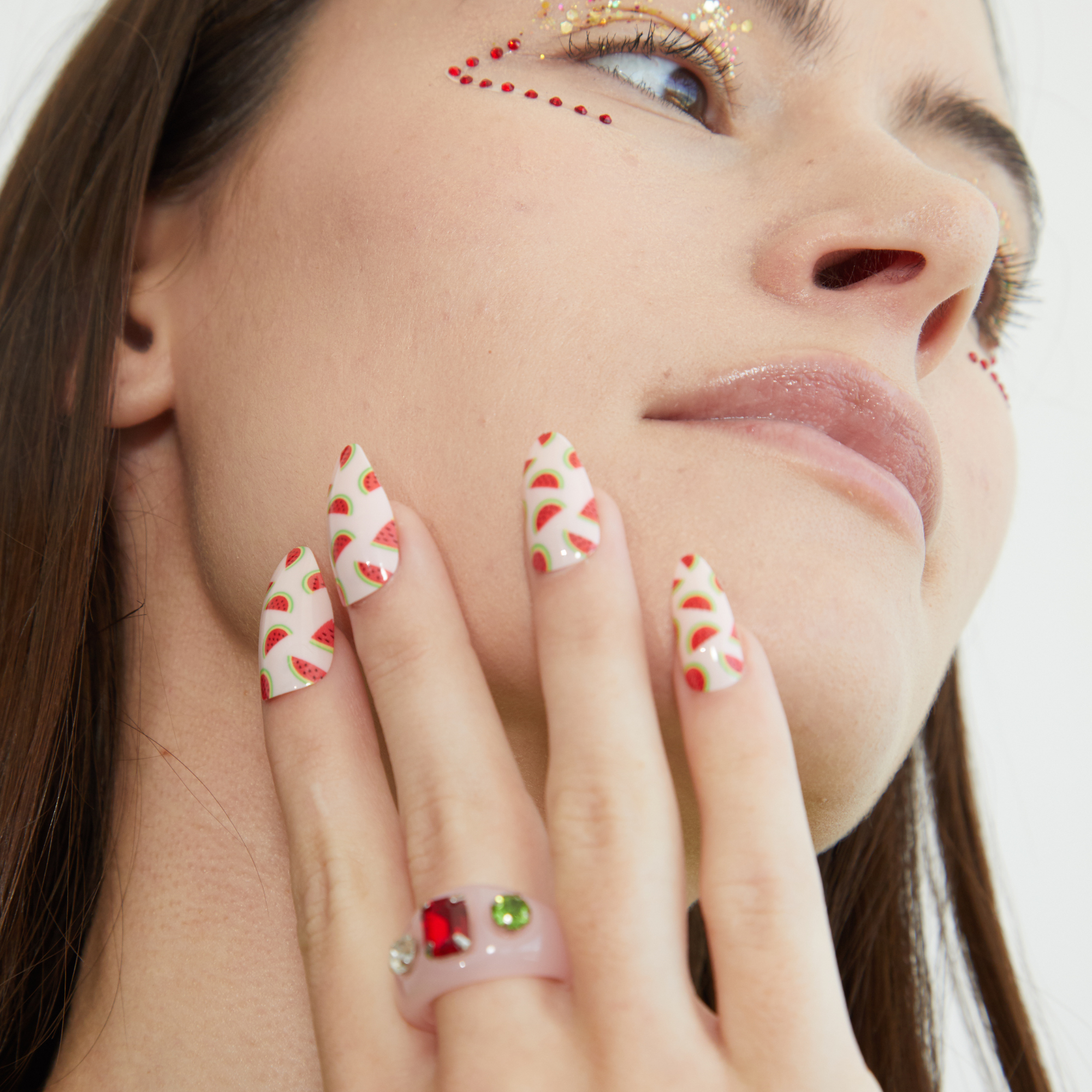 paintlab-one-in-a-melon-almond-press-on-nails-watermelon-summer-design image 5