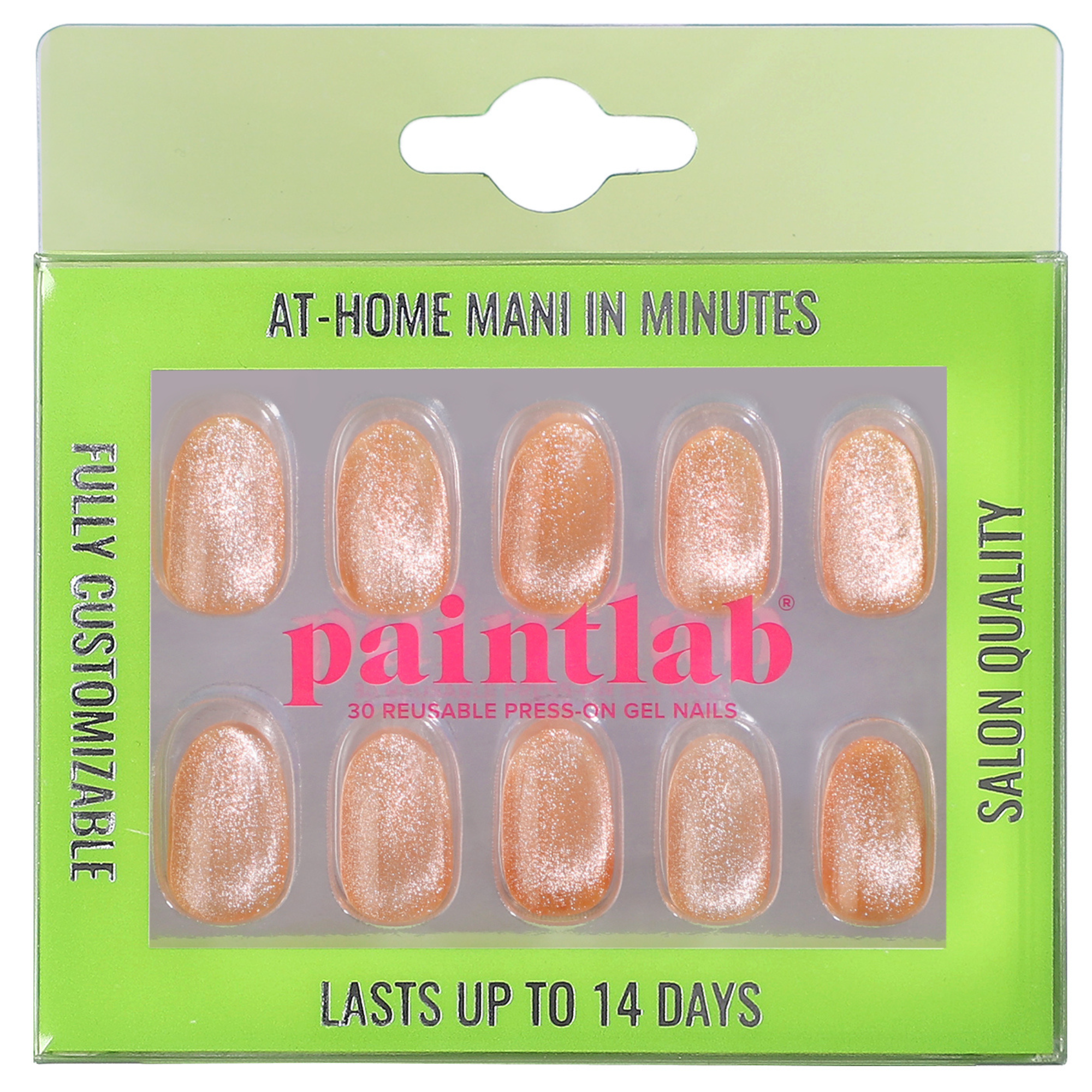 paintlab-orangesicle-cat-eye-oval-press-on-nails-striking-orange-with-shimmering image 1