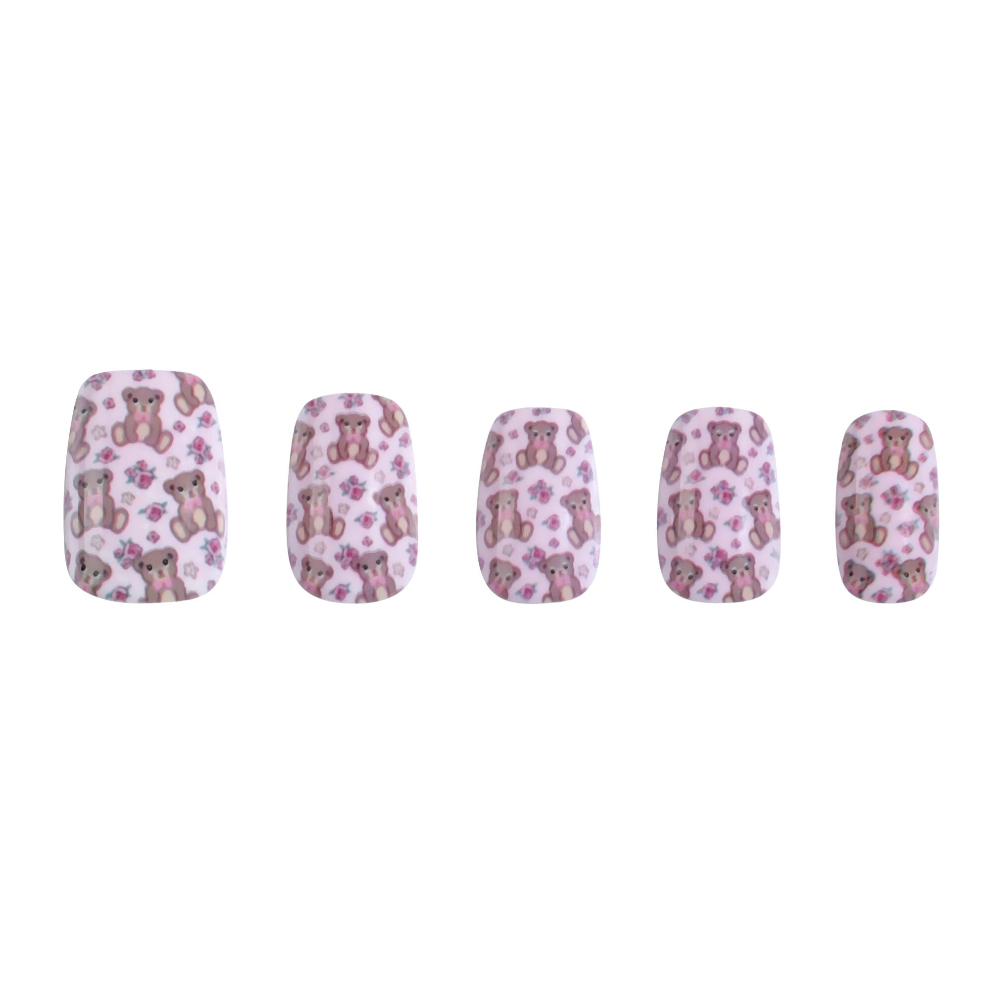 paintlab-teddy-bear-squoval-press-on-nails-cozy-brown-bear-print image 3
