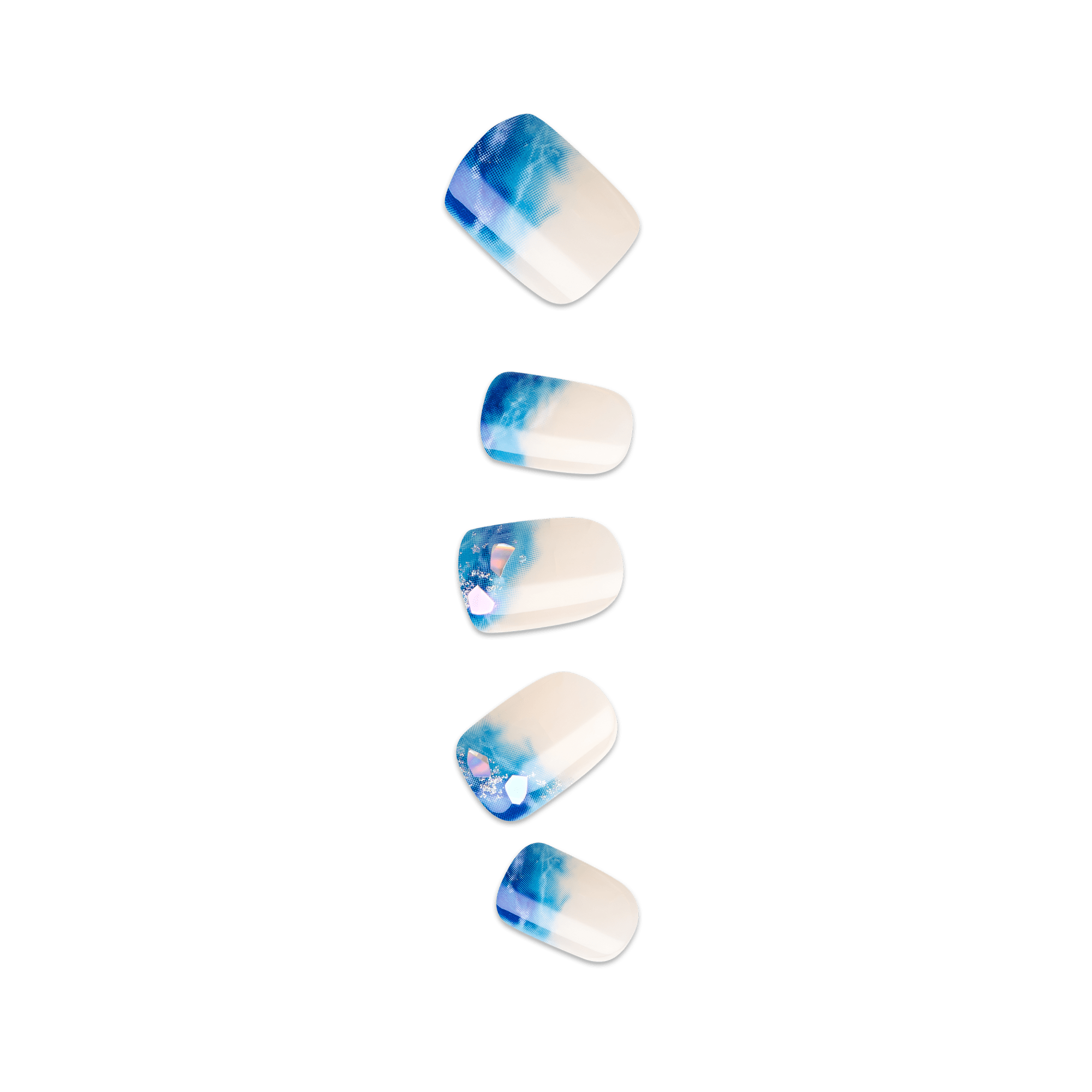 impress-all-summer-long-no-glue-press-on-nails-blue-short-squoval-with-3d-jewel- image 1