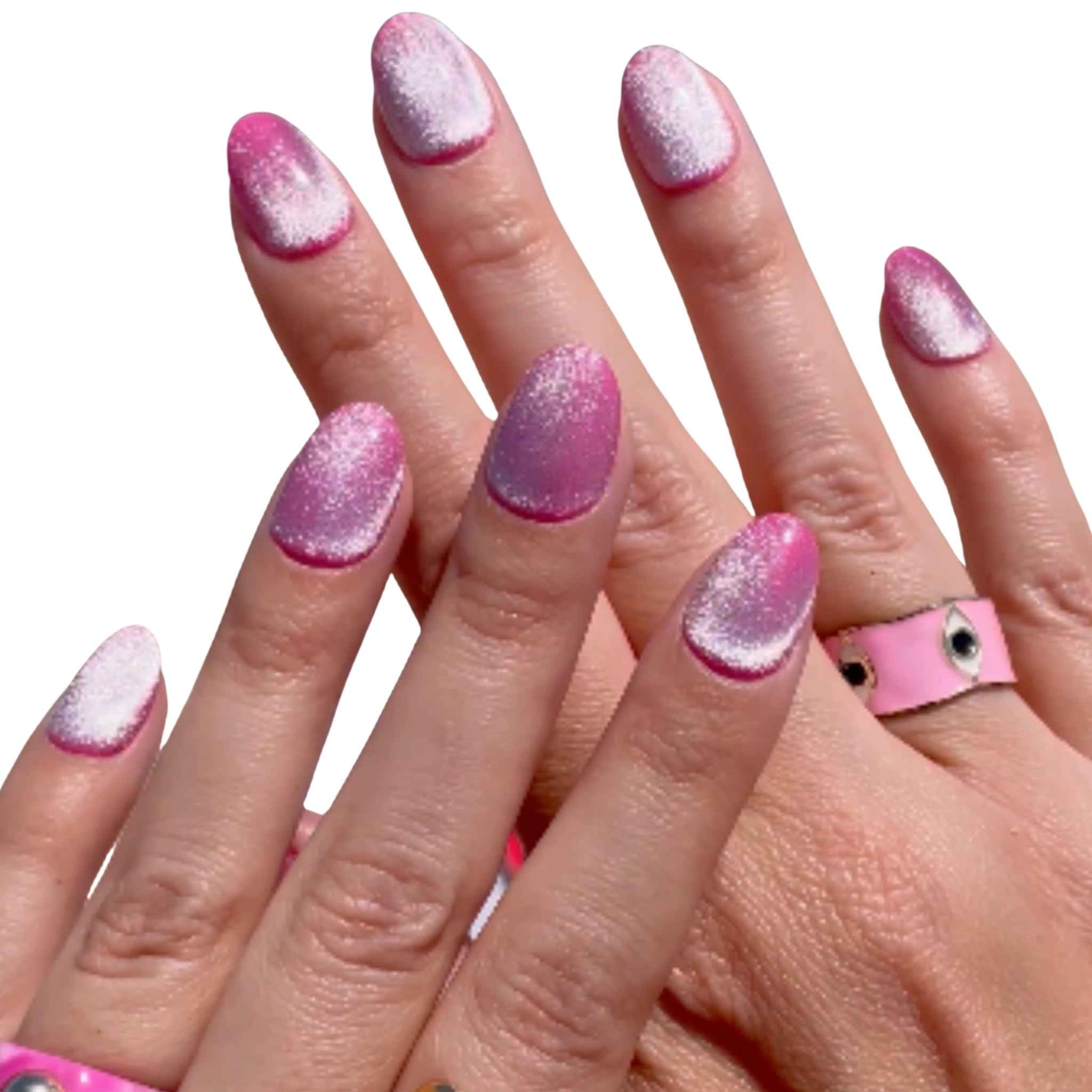 paintlab-pink-boom-cat-eye-oval-press-on-nails image 2