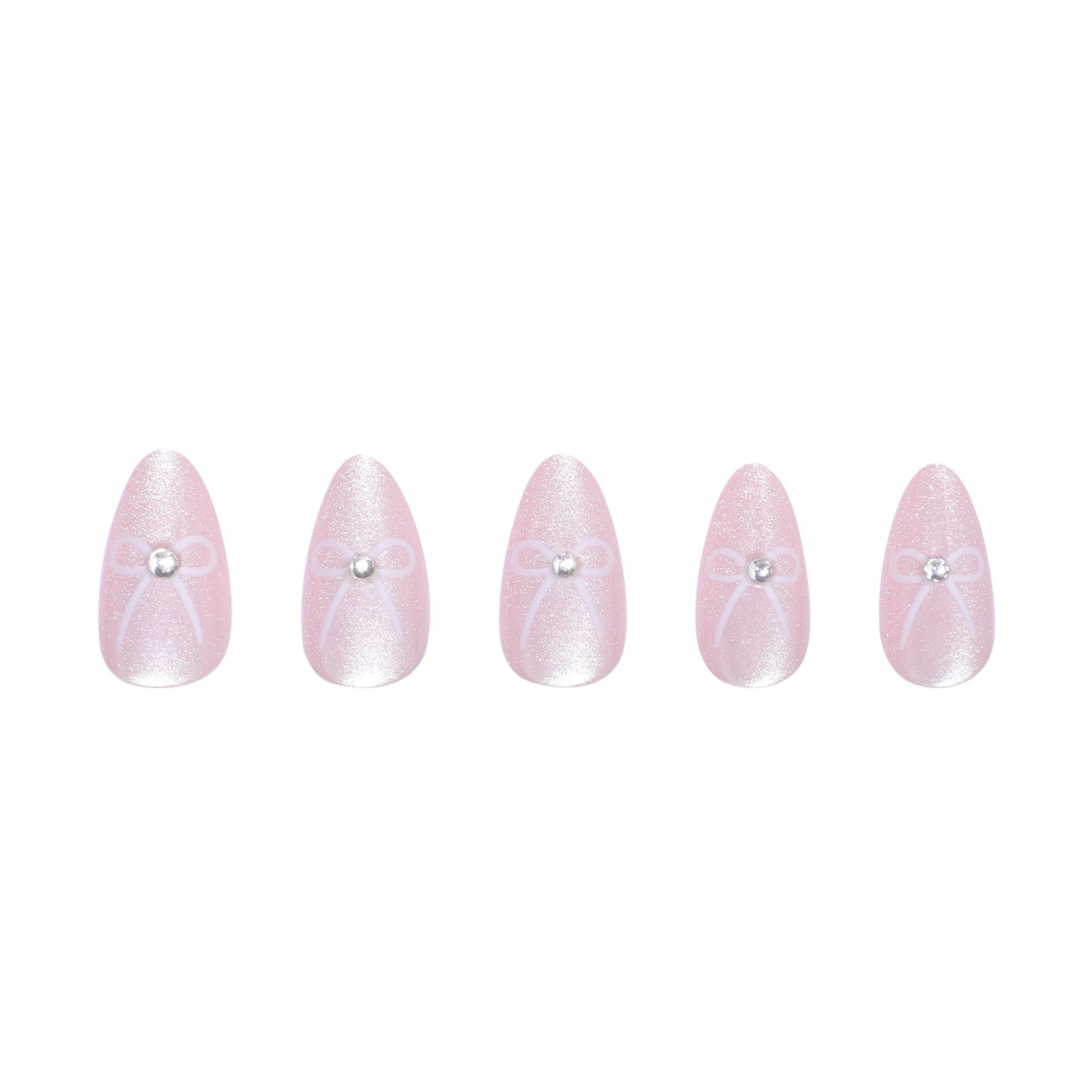 paintlab-pink-coquette-short-almond-press-on-nails-soft-pink-with-3d-bows image 3