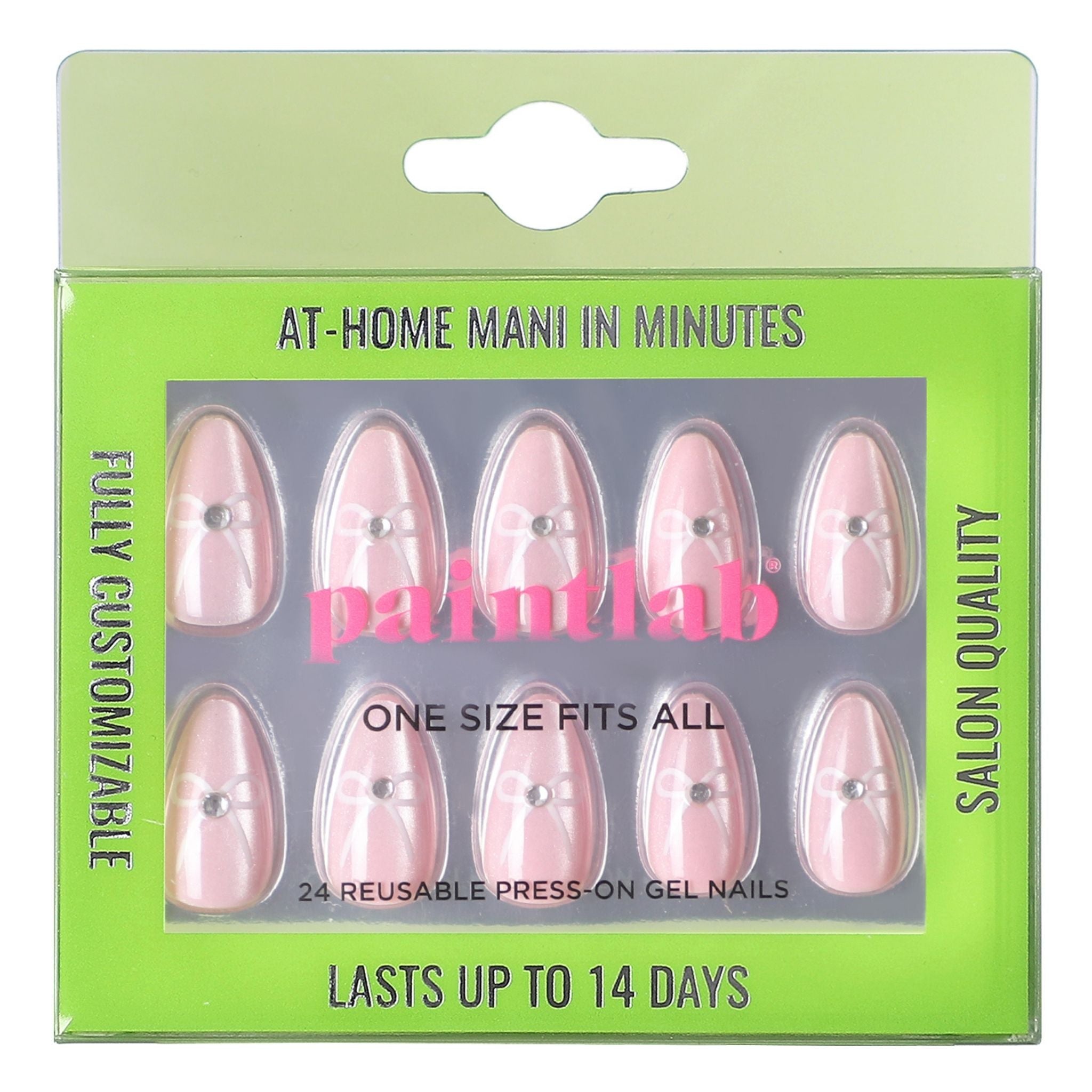 paintlab-pink-coquette-short-almond-press-on-nails-soft-pink-with-3d-bows image 1