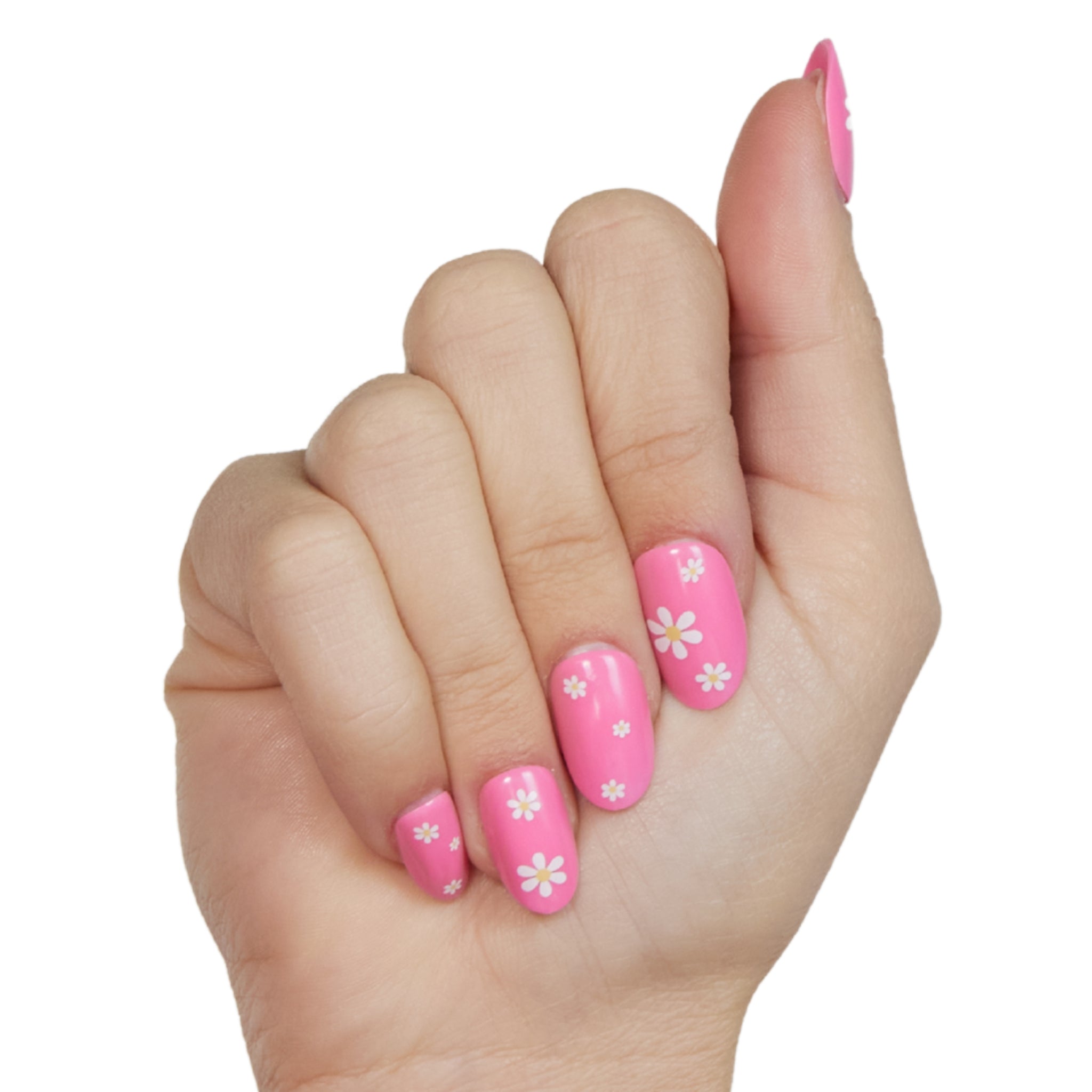 paintlab-pink-daisy-ii-oval-press-on-nails image 2