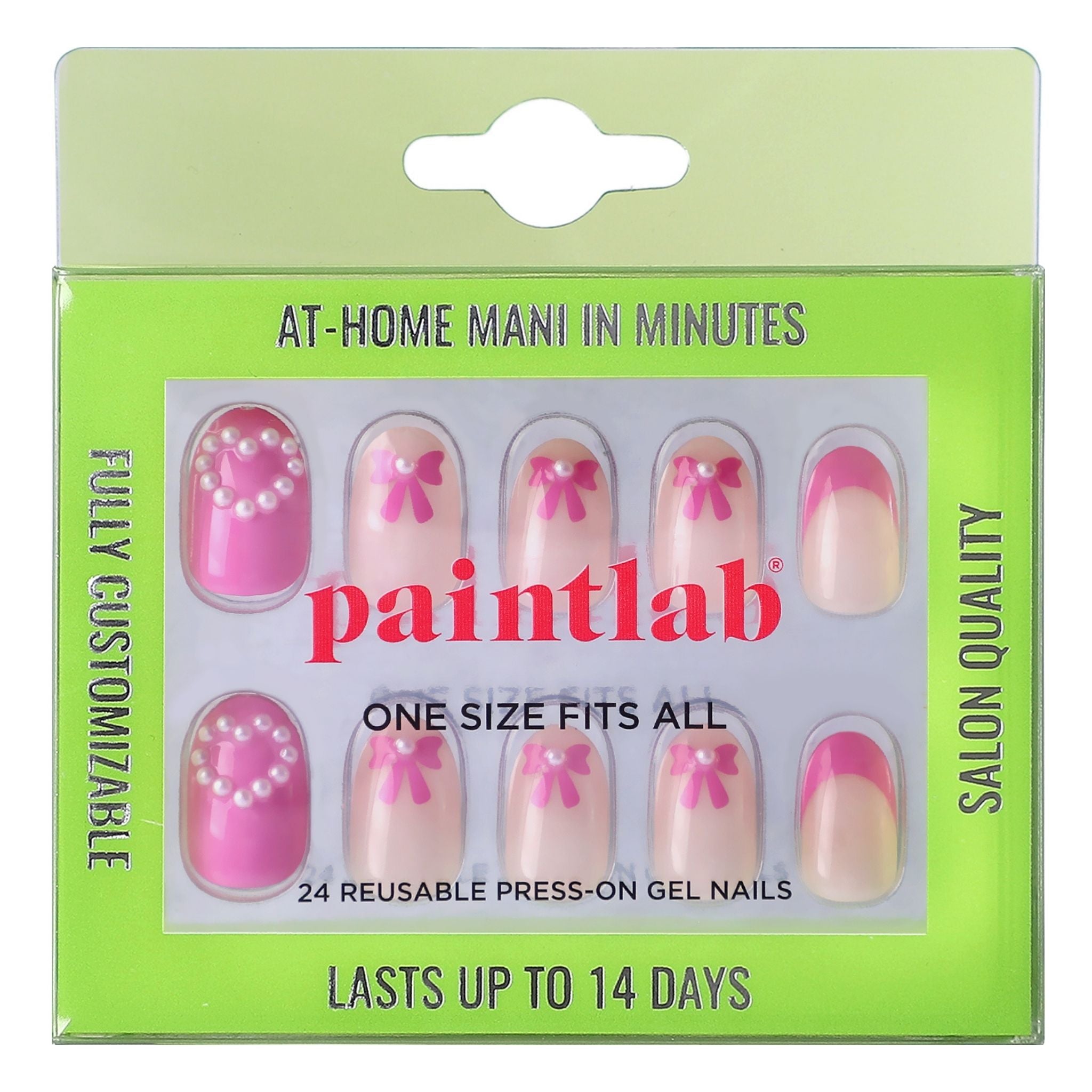 paintlab-pink-romance-oval-press-on-nails-romantic-french-tip-false-nails image 1