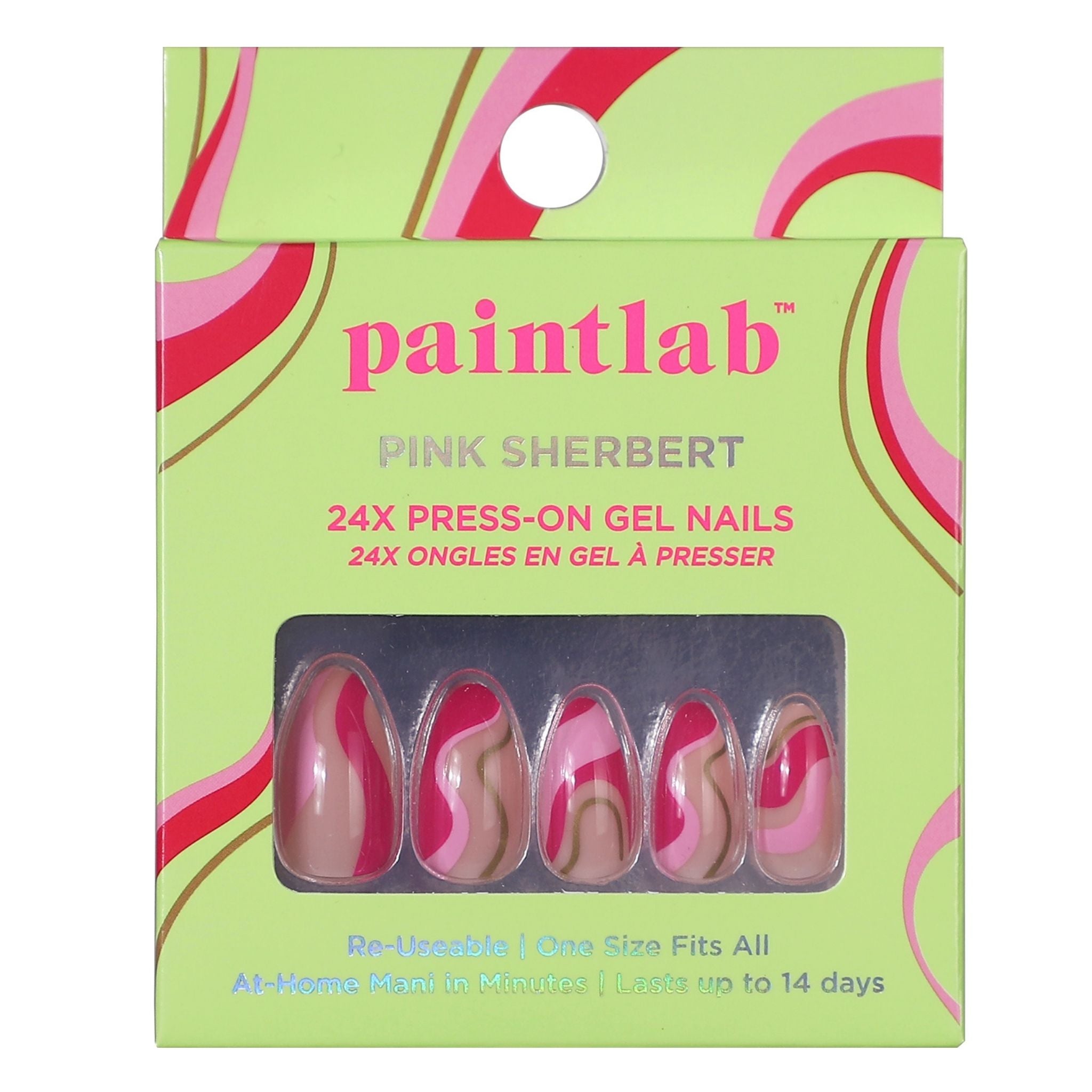 paintlab-pink-sherbert-almond-press-on-nails image 1