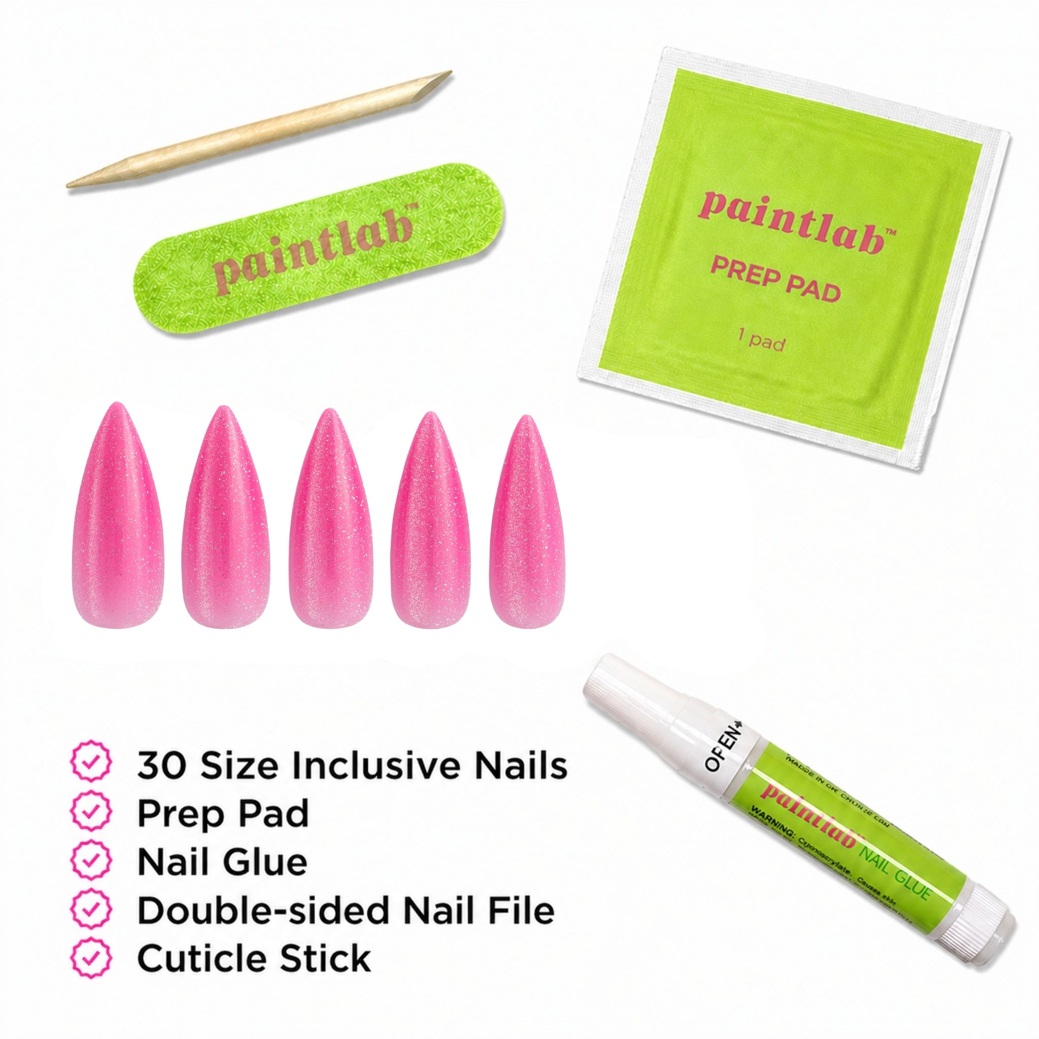 paintlab-pink-glitter-stiletto-press-on-nails image 4