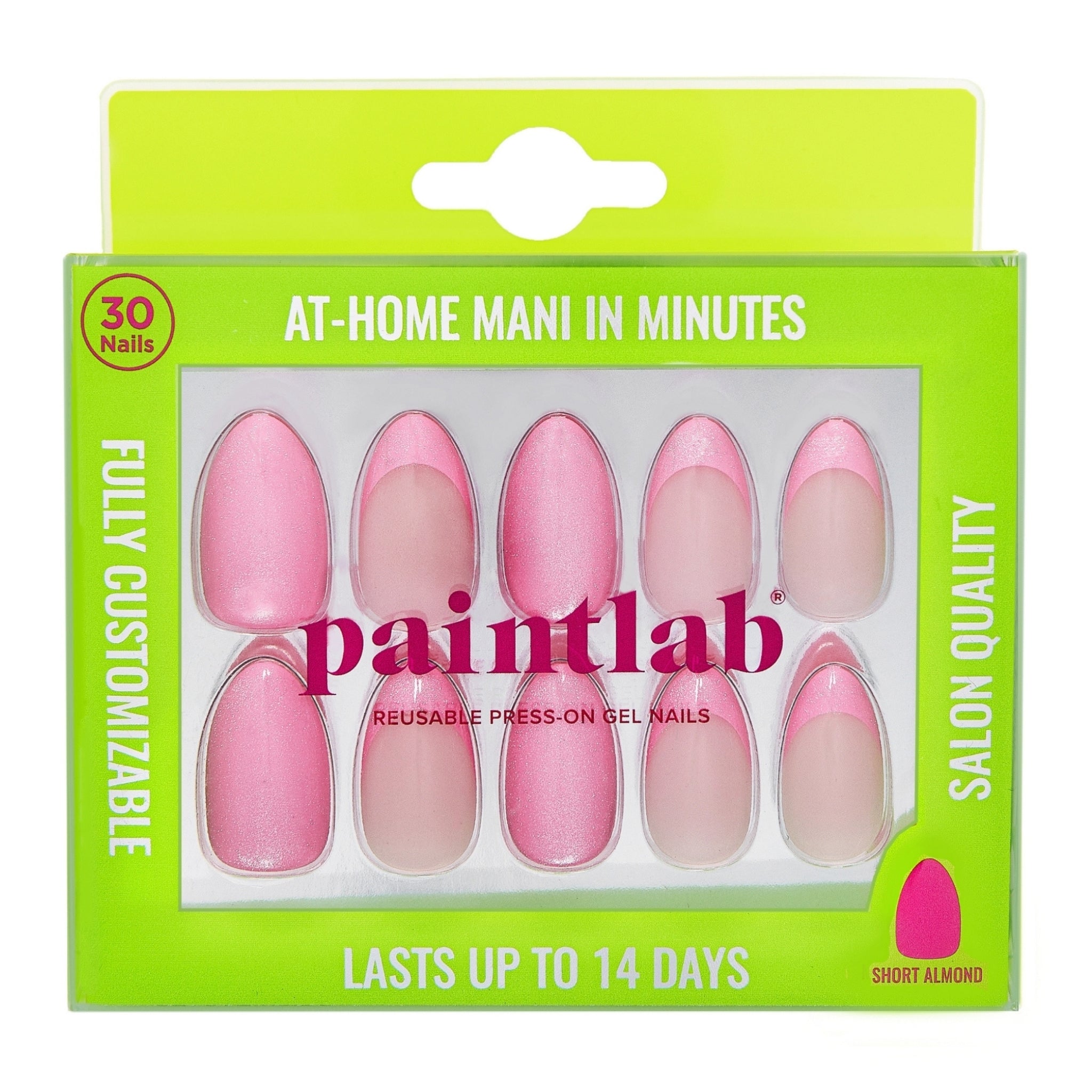 paintlab-pink-sunset-glitter-short-almond-press-on-nails image 1