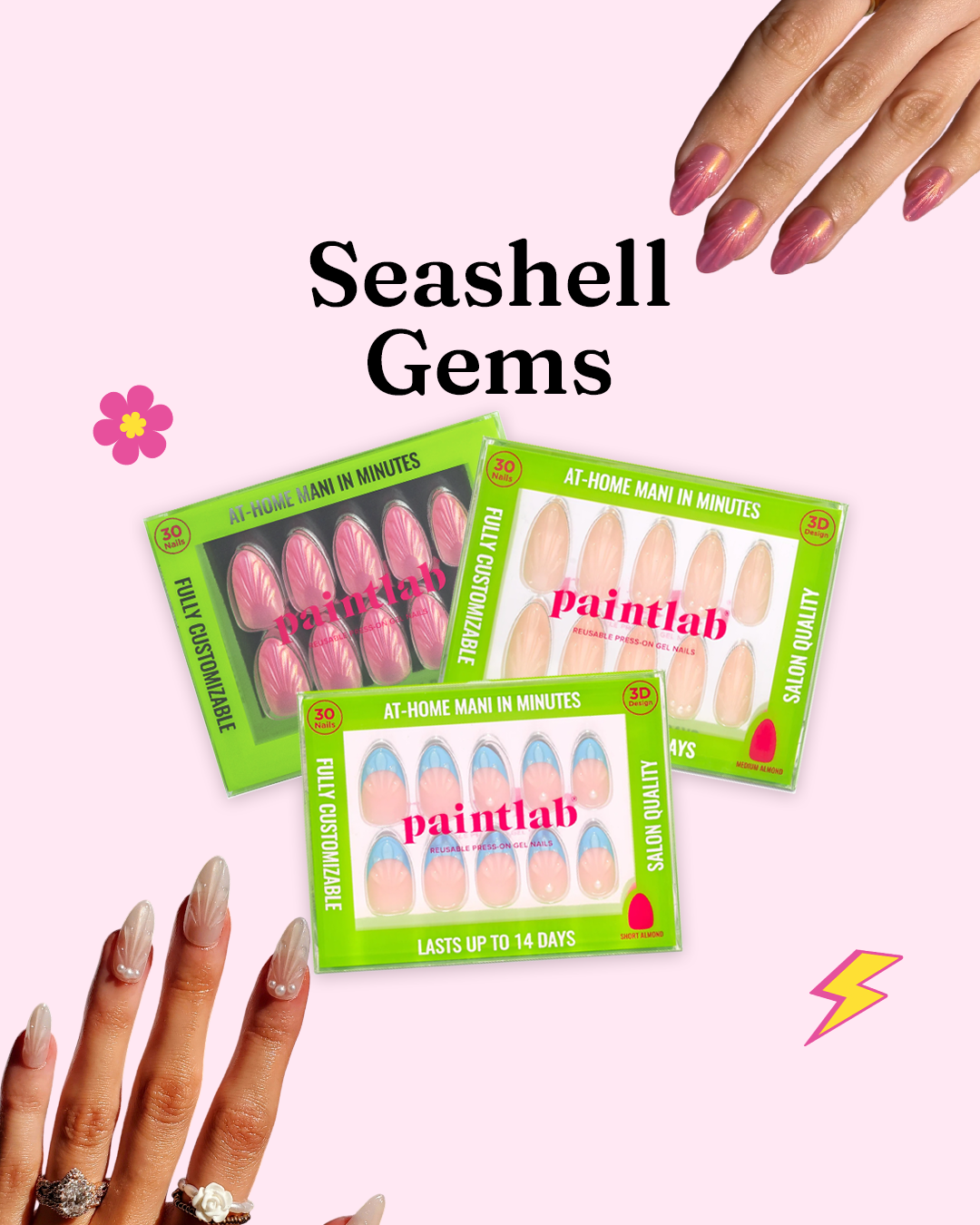paintlab-seashell-gems-press-on-nails image 1