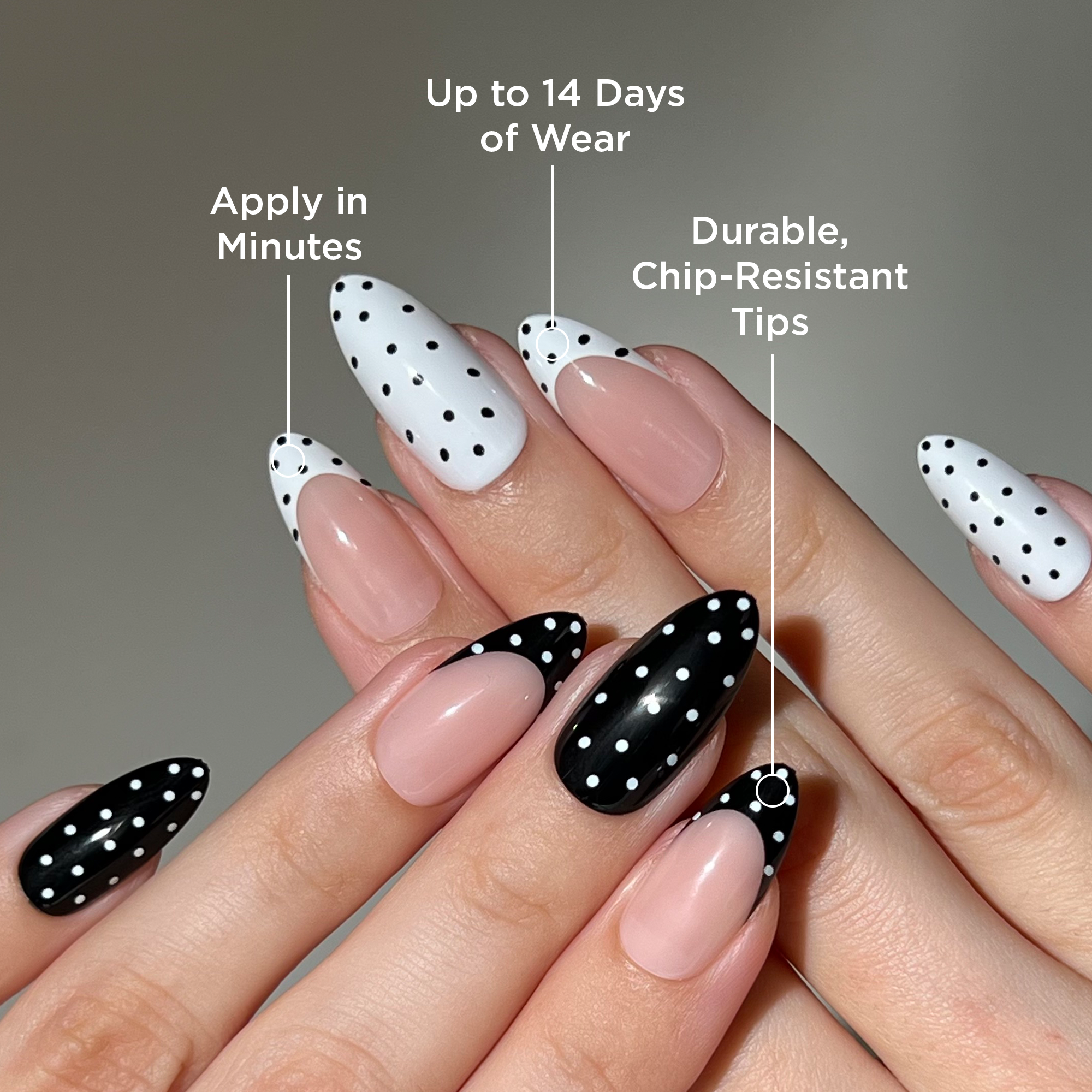 paintlab-polka-dot-couture-almond-press-on-nails-fashion-forward-french-tips image 2