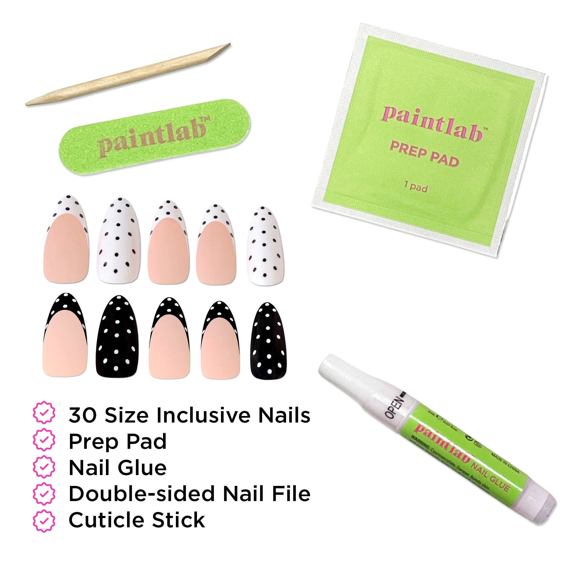 paintlab-polka-dot-couture-almond-press-on-nails-fashion-forward-french-tips image 4