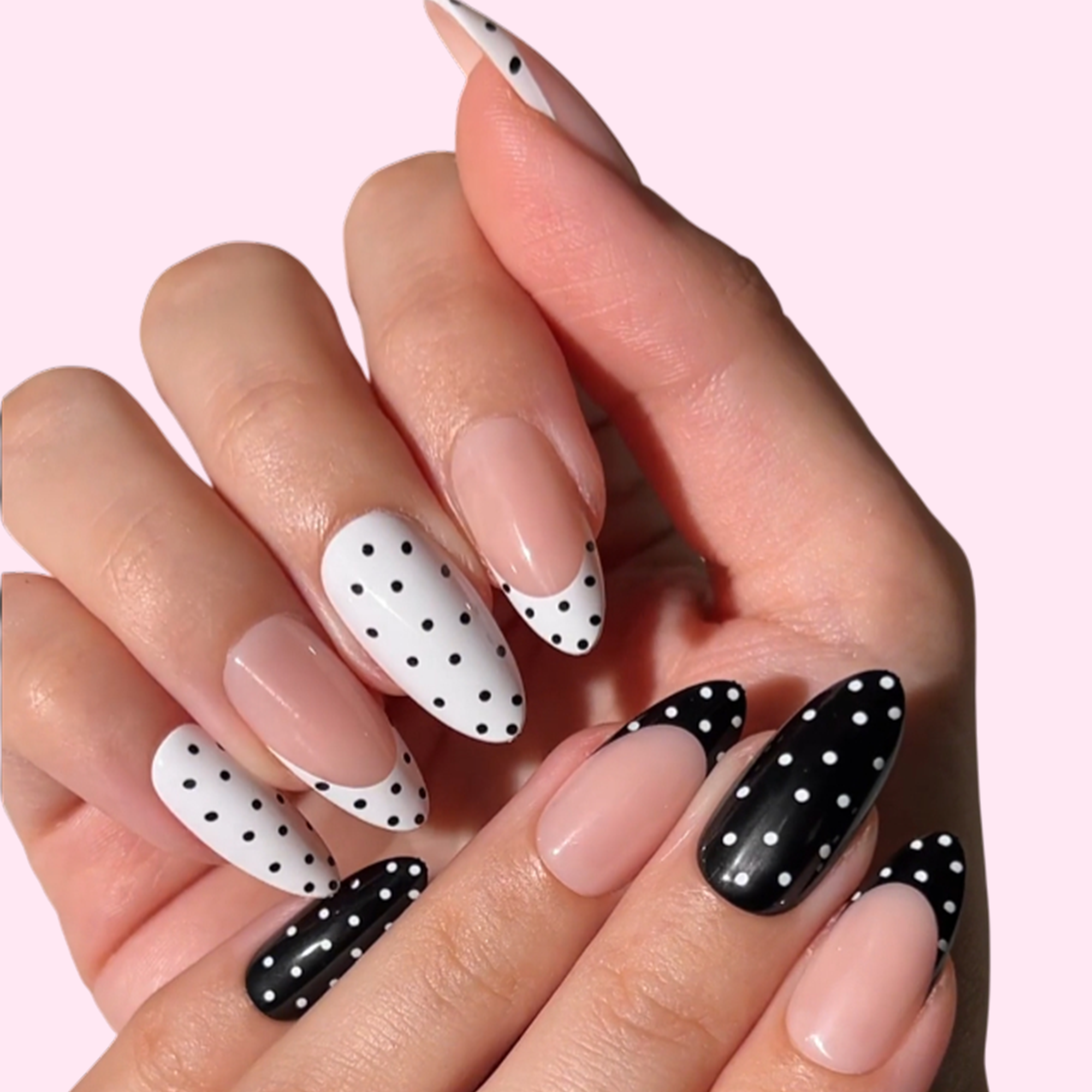 paintlab-polka-dot-couture-almond-press-on-nails-fashion-forward-french-tips image 5