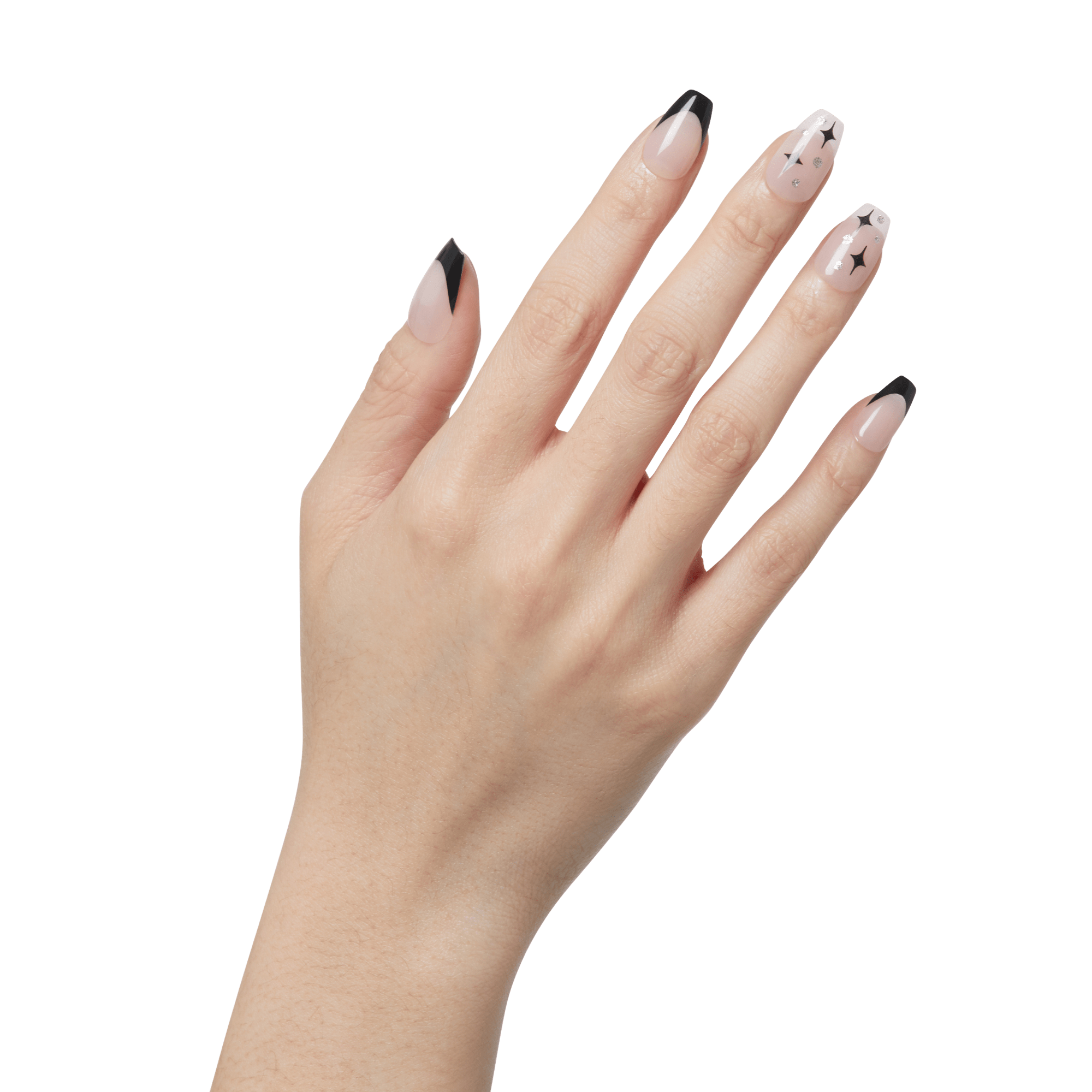 impress-design-press-on-nails-for-the-night-black-french-tip-medium-coffin image 2