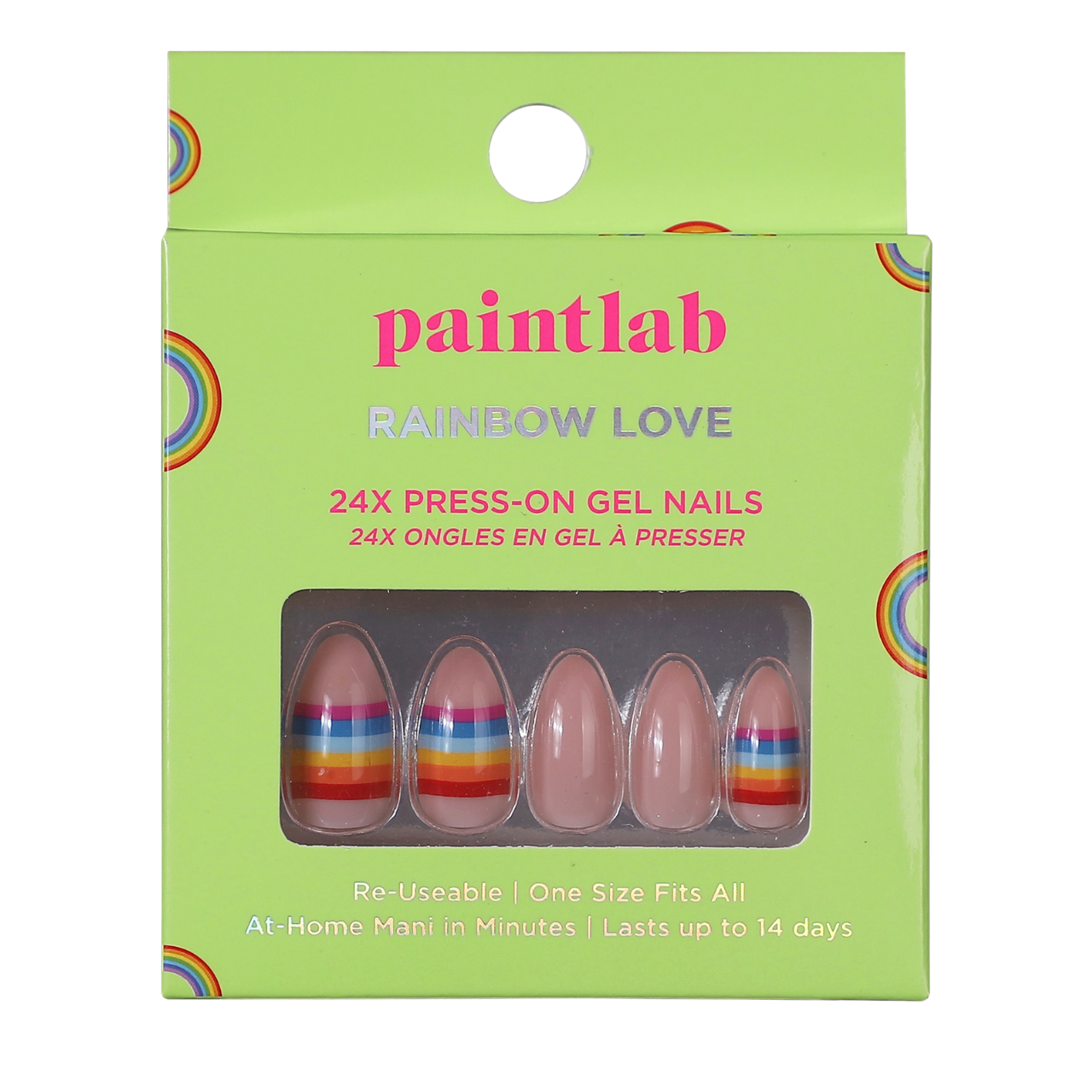 paintlab-rainbow-love-almond-press-on-nails image 1
