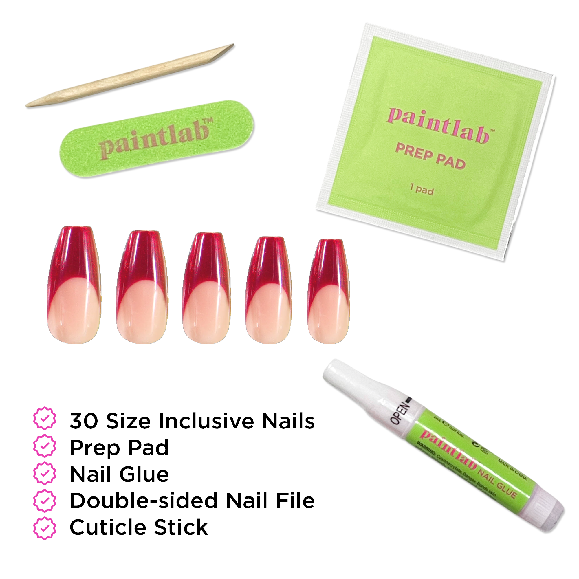 paintlab-red-chrome-coffin-sleek-press-on-nails image 4