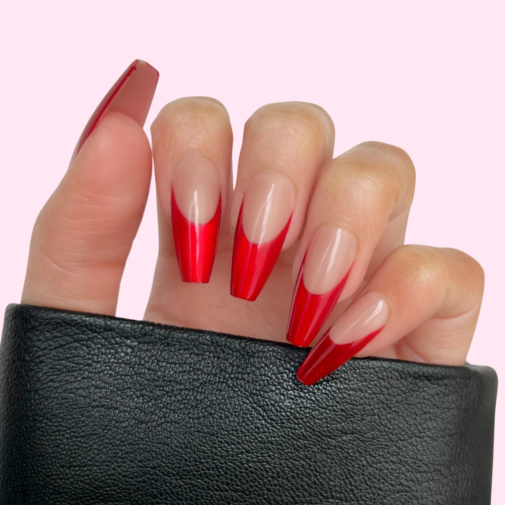 paintlab-red-chrome-coffin-sleek-press-on-nails image 5