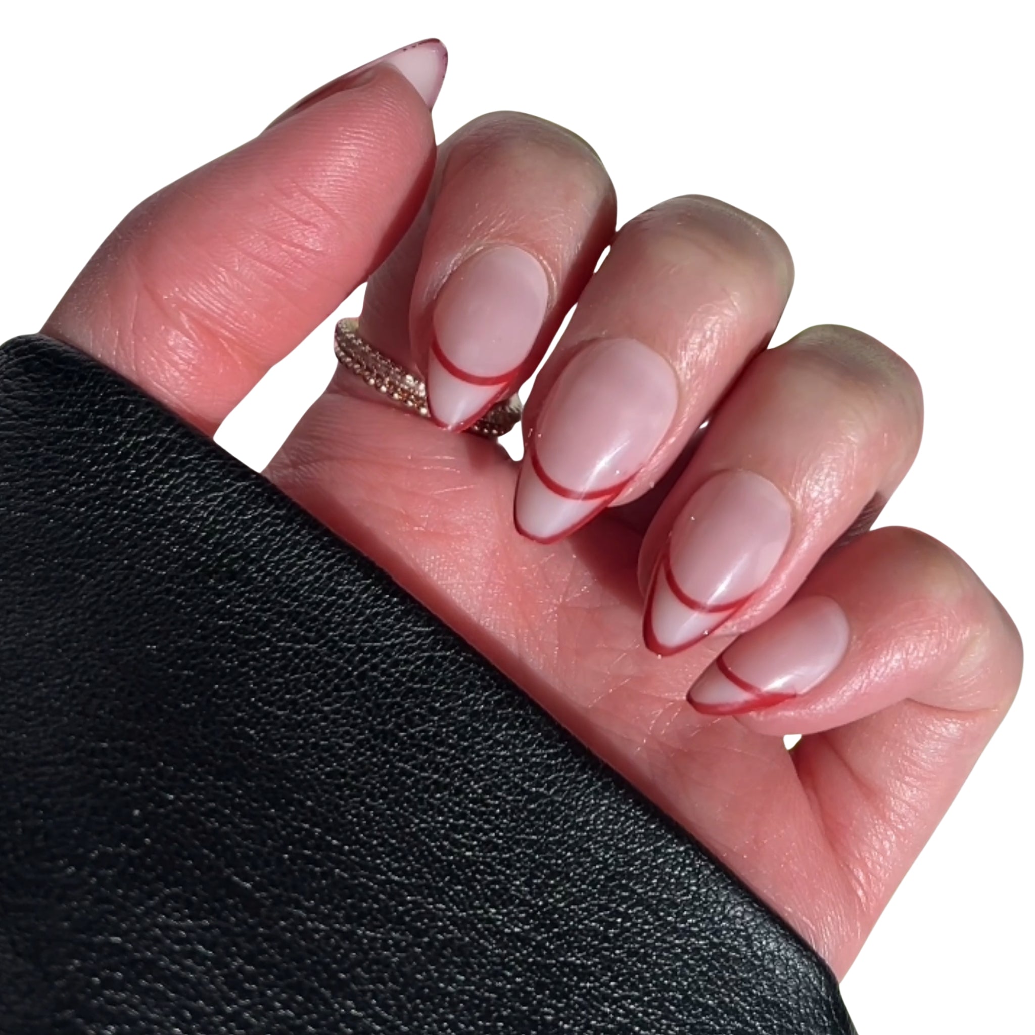 paintlab-red-outline-short-almond-press-on-nails-minimalist-art-design image 2