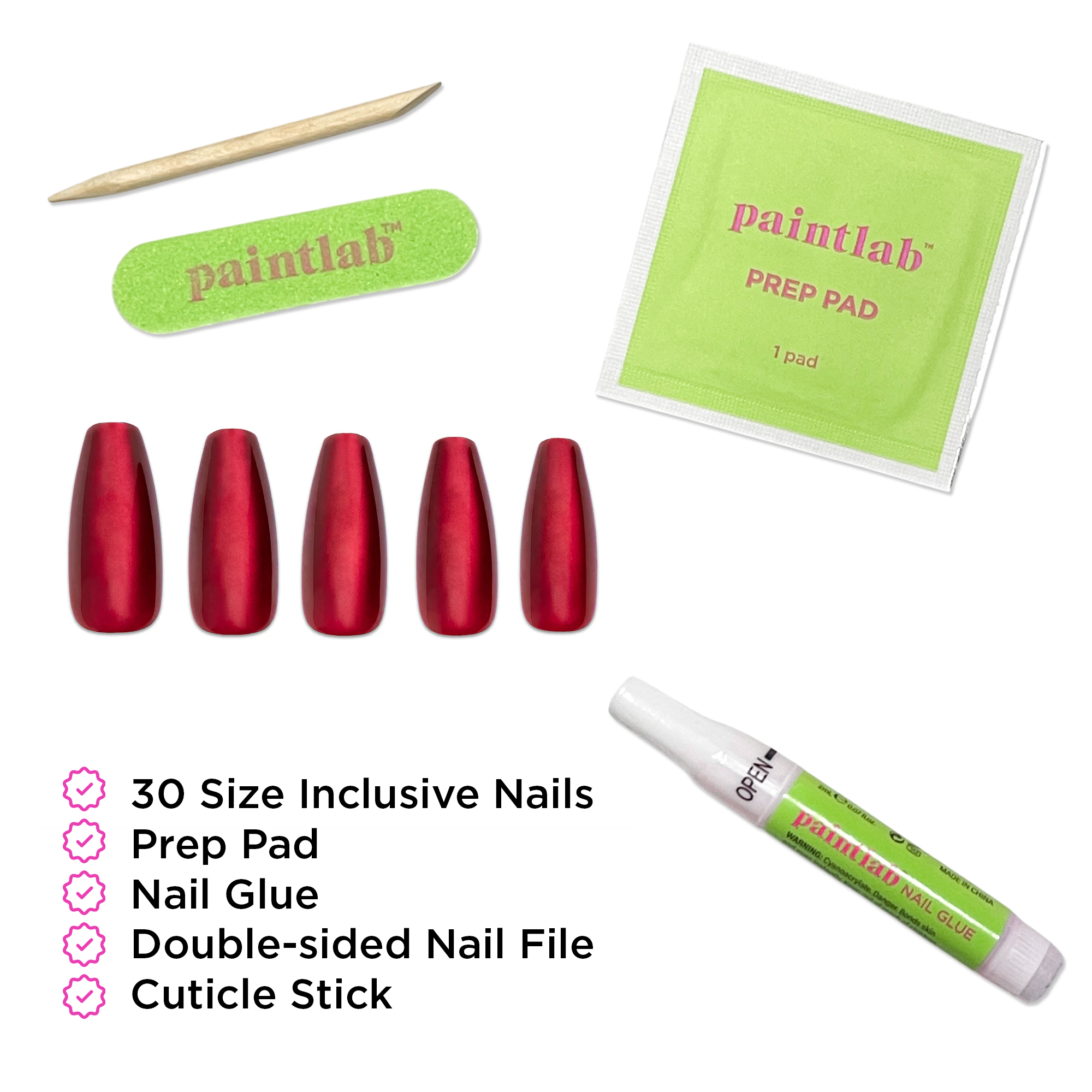 paintlab-red-ruby-coffin-sleek-press-on-nails image 4