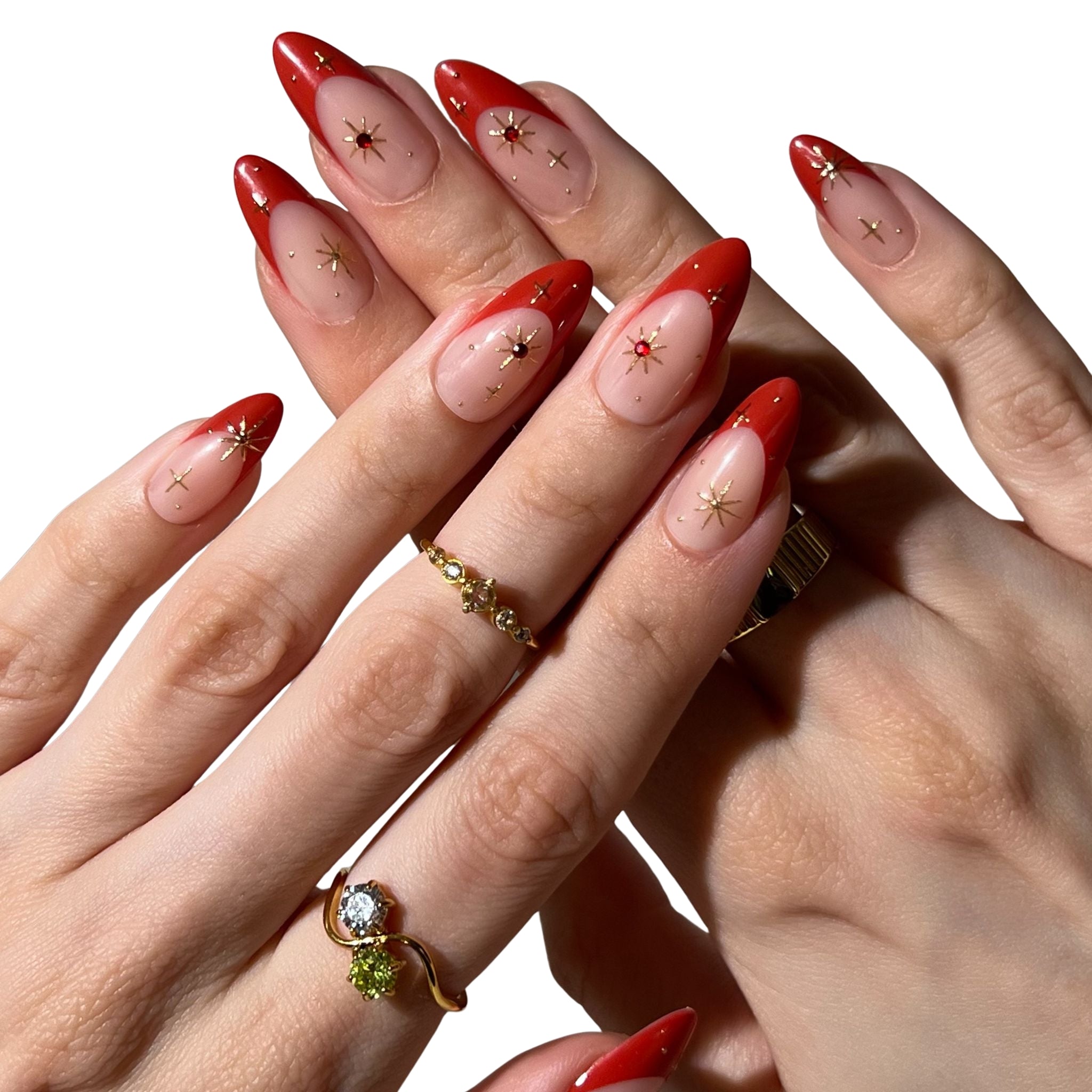paintlab-red-celestial-almond-press-on-nails image 2