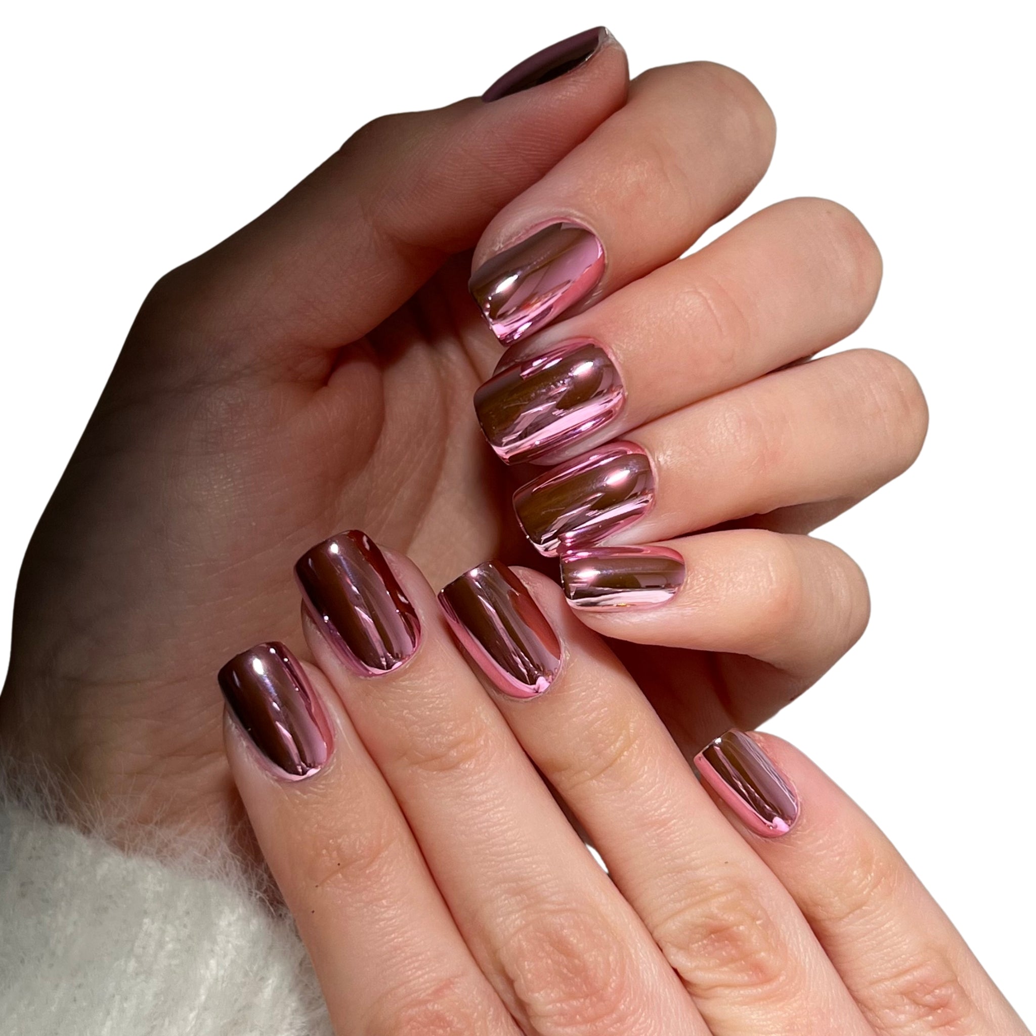 paintlab-rose-chrome-short-square-press-on-nails-mirror-chrome-finish image 5