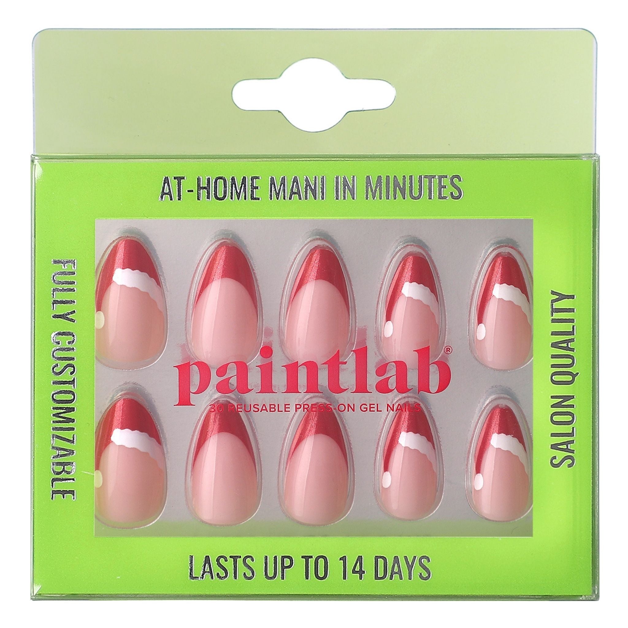 paintlab-santa-s-sleigh-short-almond-holiday-press-on-nails image 1