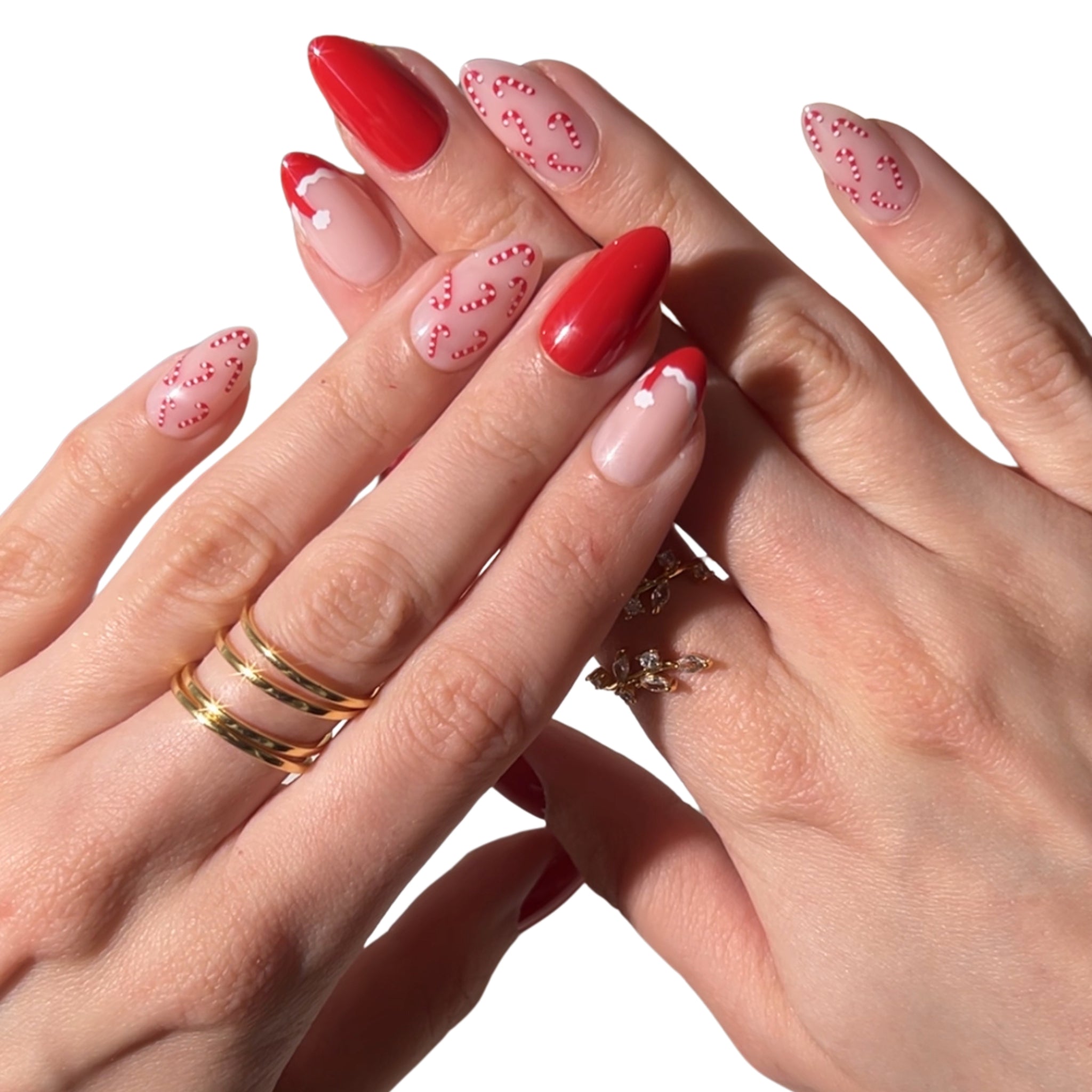paintlab-santa-s-candy-short-almond-press-on-nails-festive-red-white-10 image 2