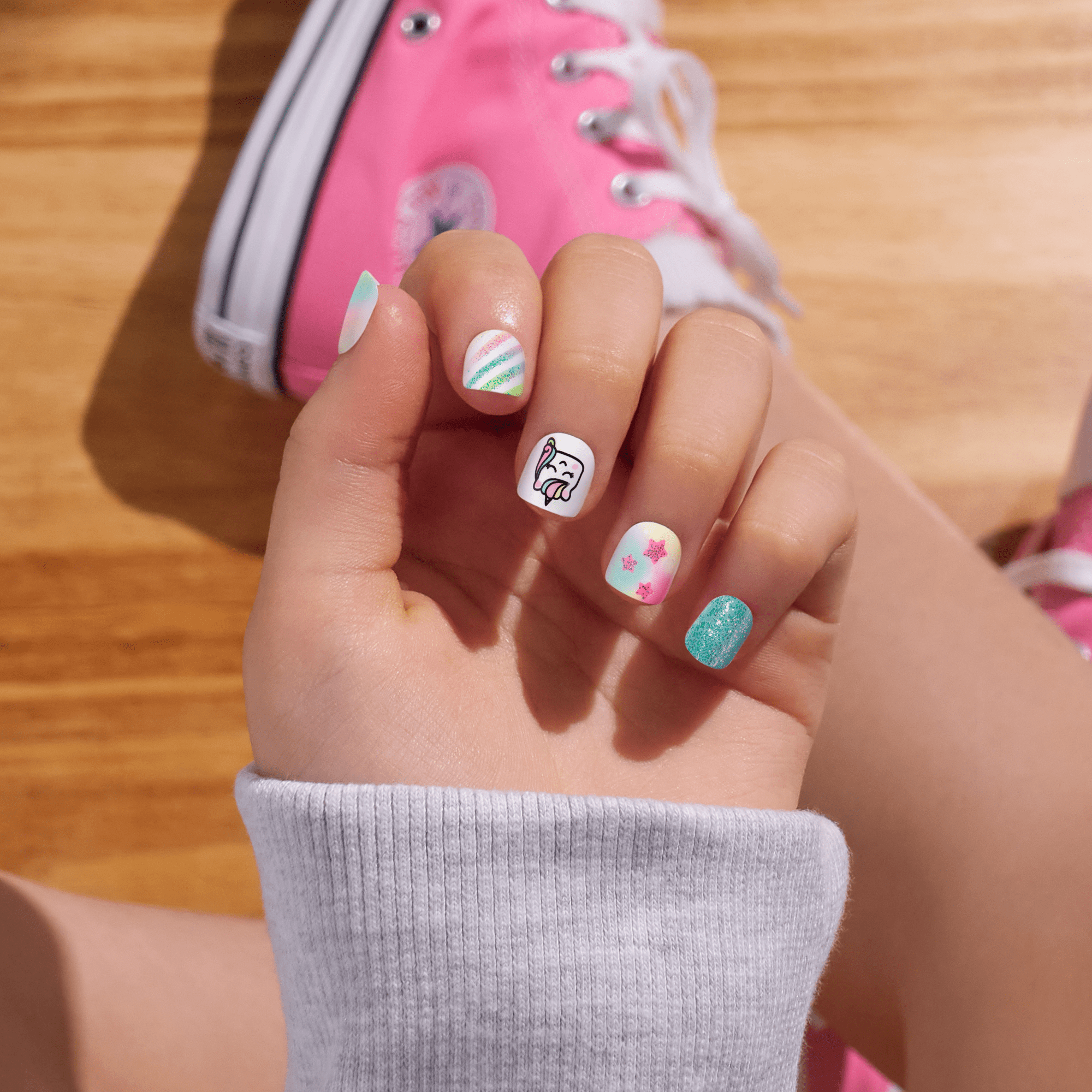 impress-kids-no-glue-press-on-nails-berry-best-multicolor-short-squoval-20-count image 2